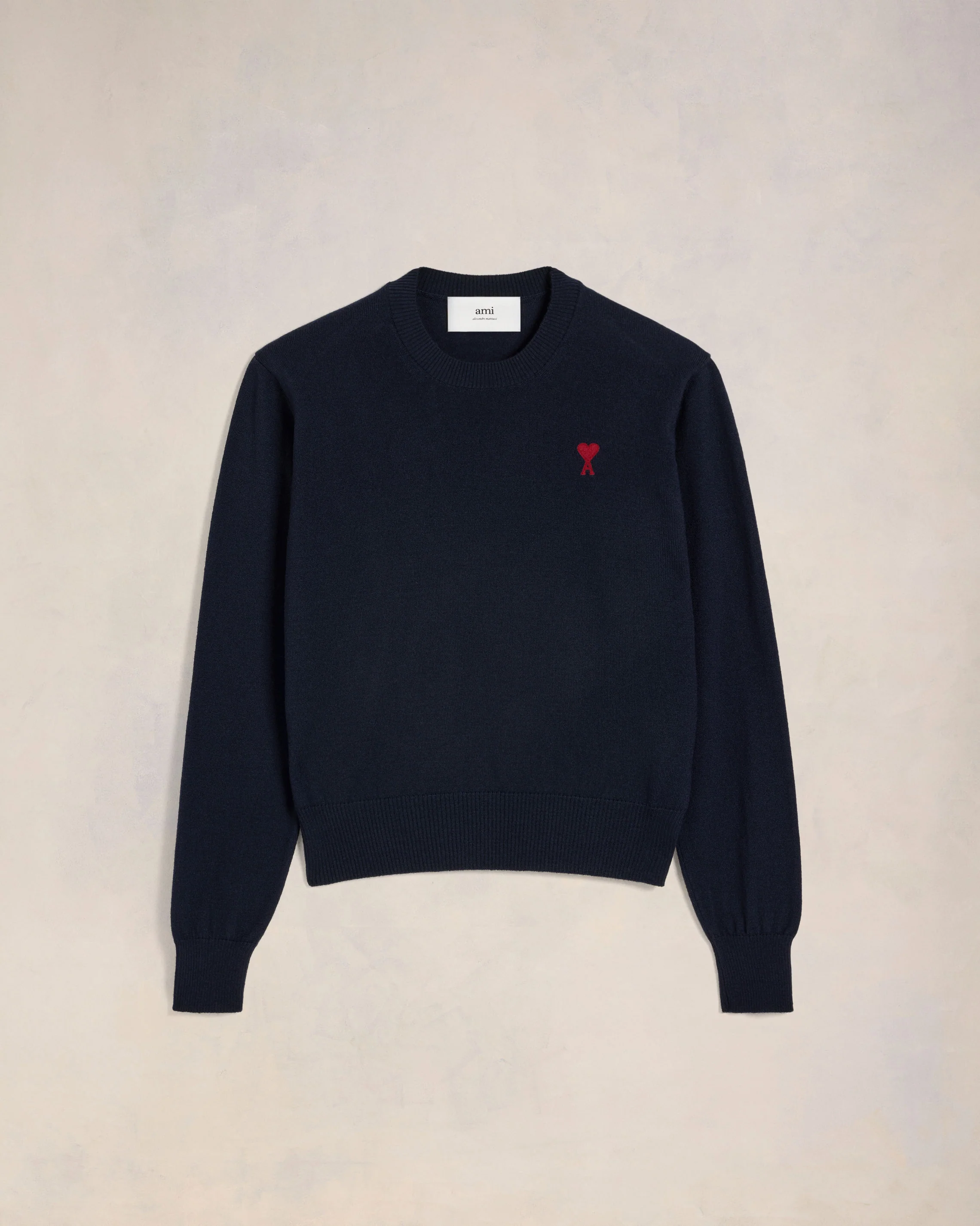 Night Blue Red Ami De Coeur Crew Neck Sweater - leoleo123123
