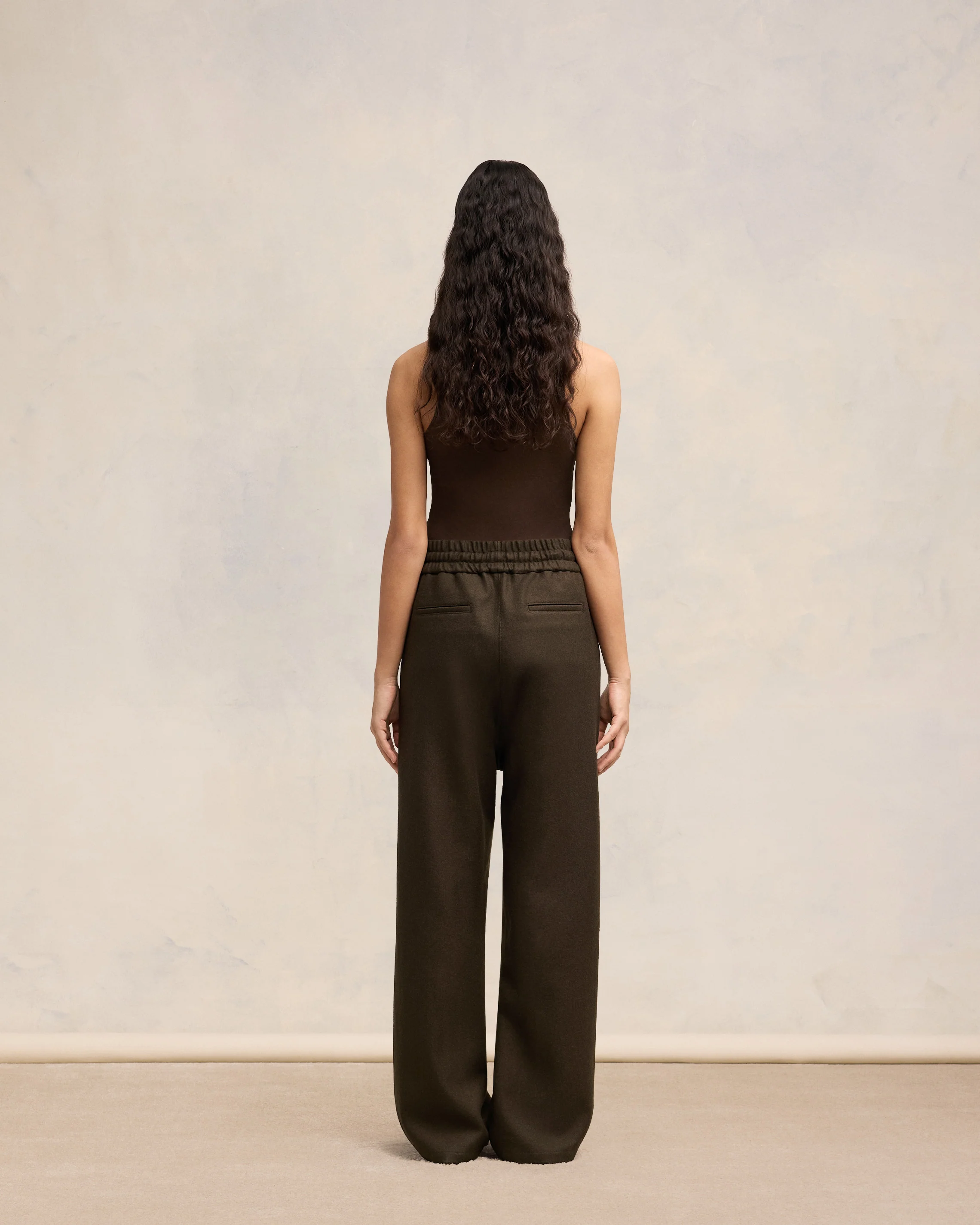 Dark Coffee Wide Elasticated Waist Trousers - leoleo123123