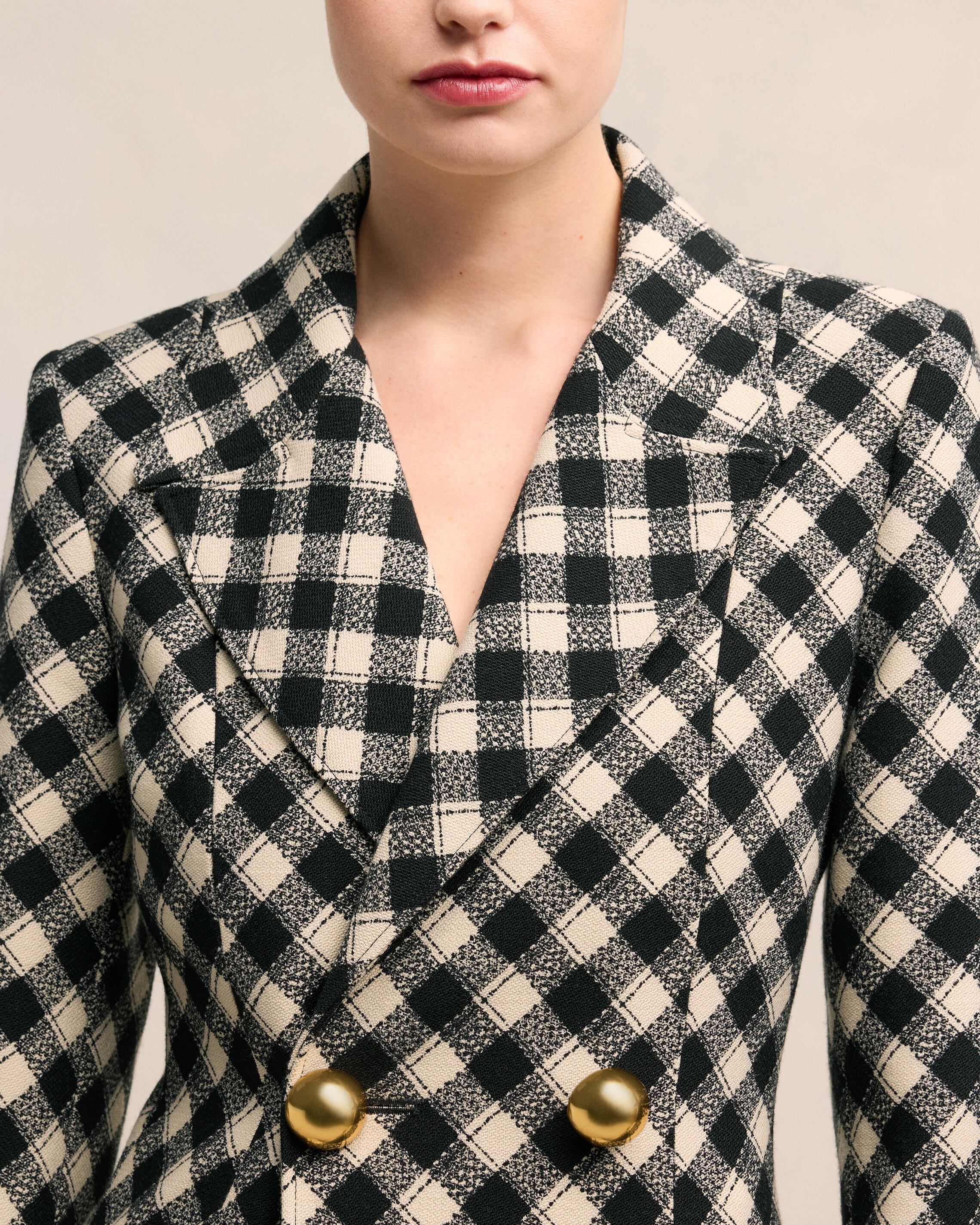 Black/Off White Fitted Coat - leoleo123123