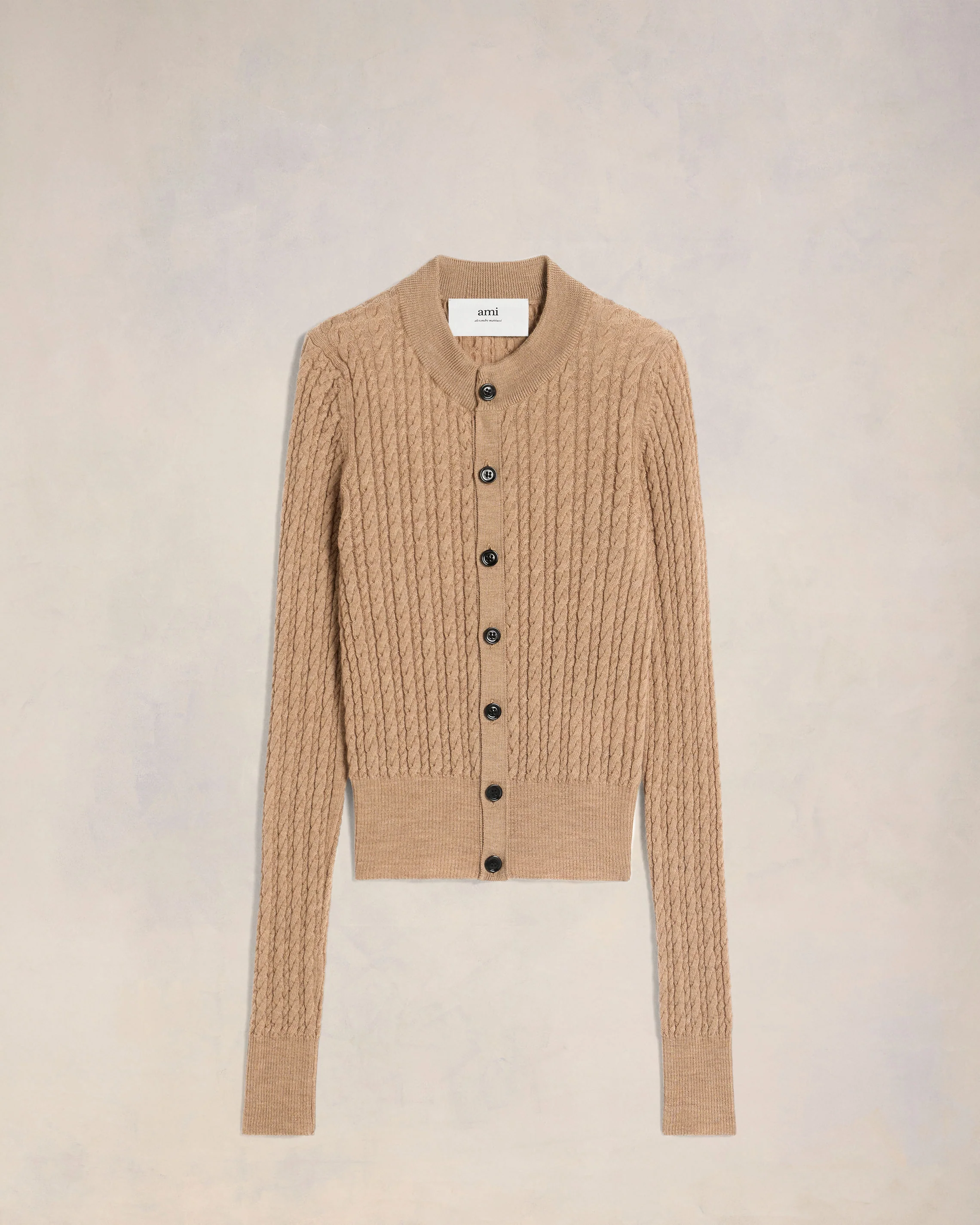 Camel Cable Knit Cardigan - leoleo123123