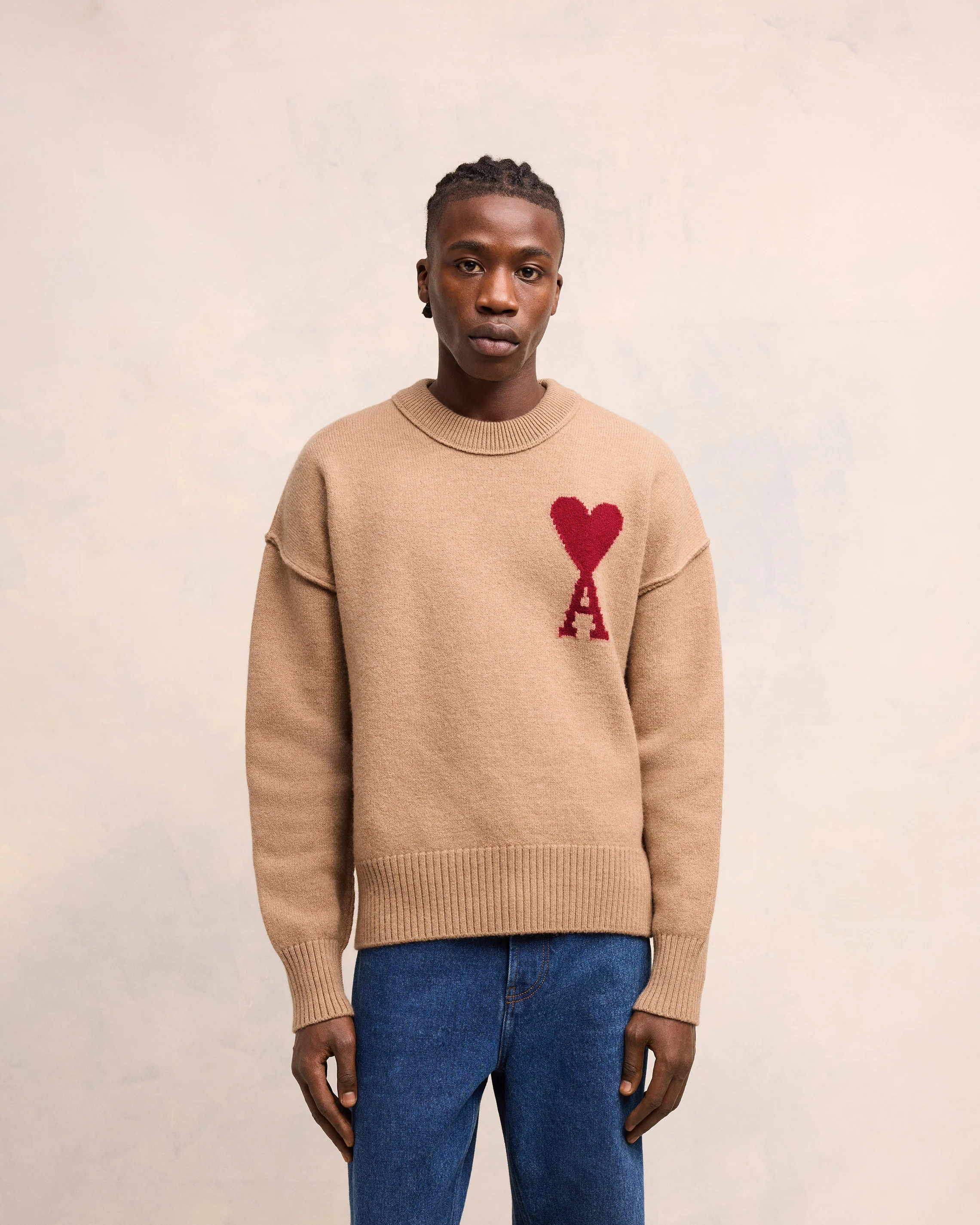 Camel/Red Red Ami De Coeur Sweater - leoleo123123