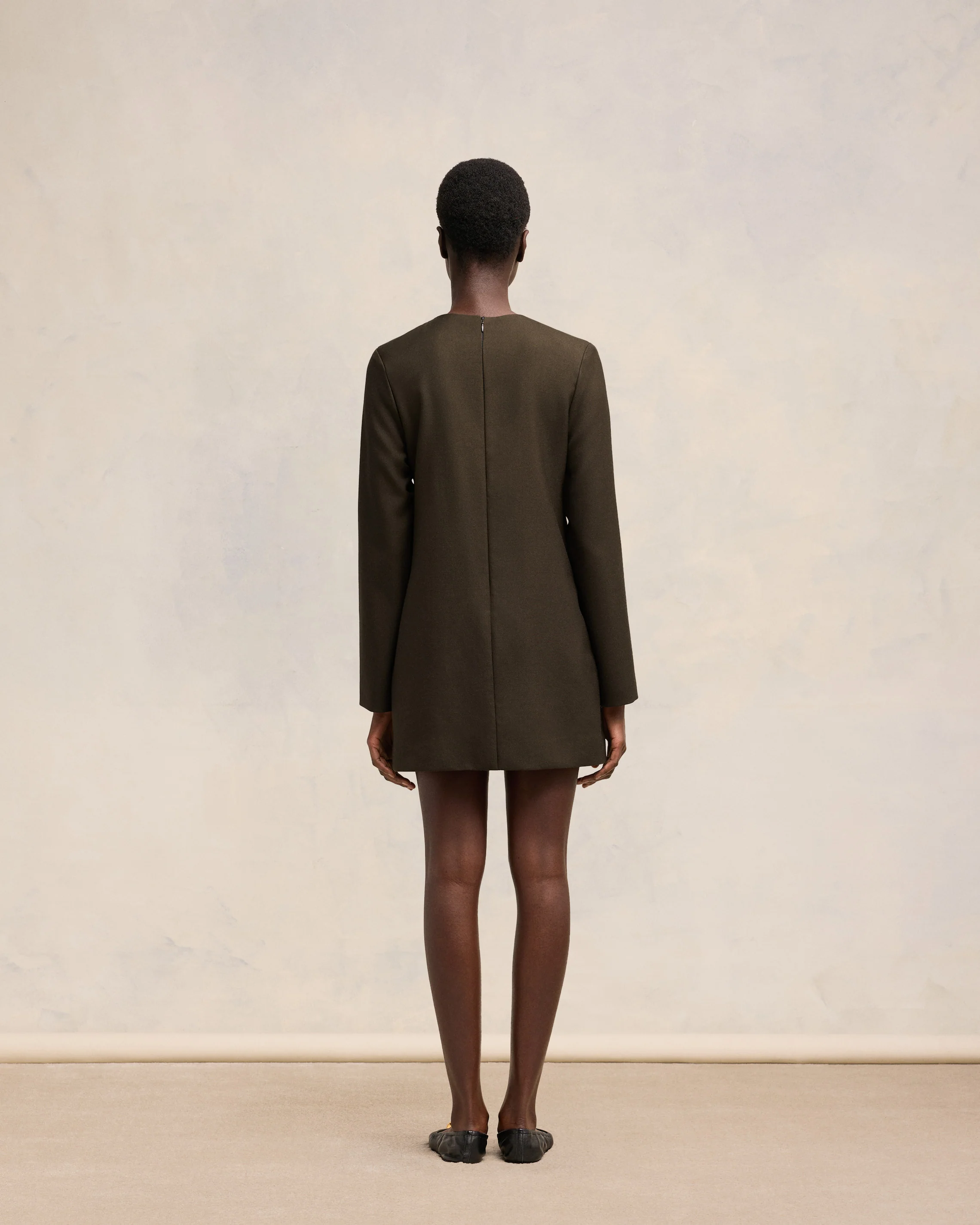 Dark Coffee Long Sleeve Dress - leoleo123123