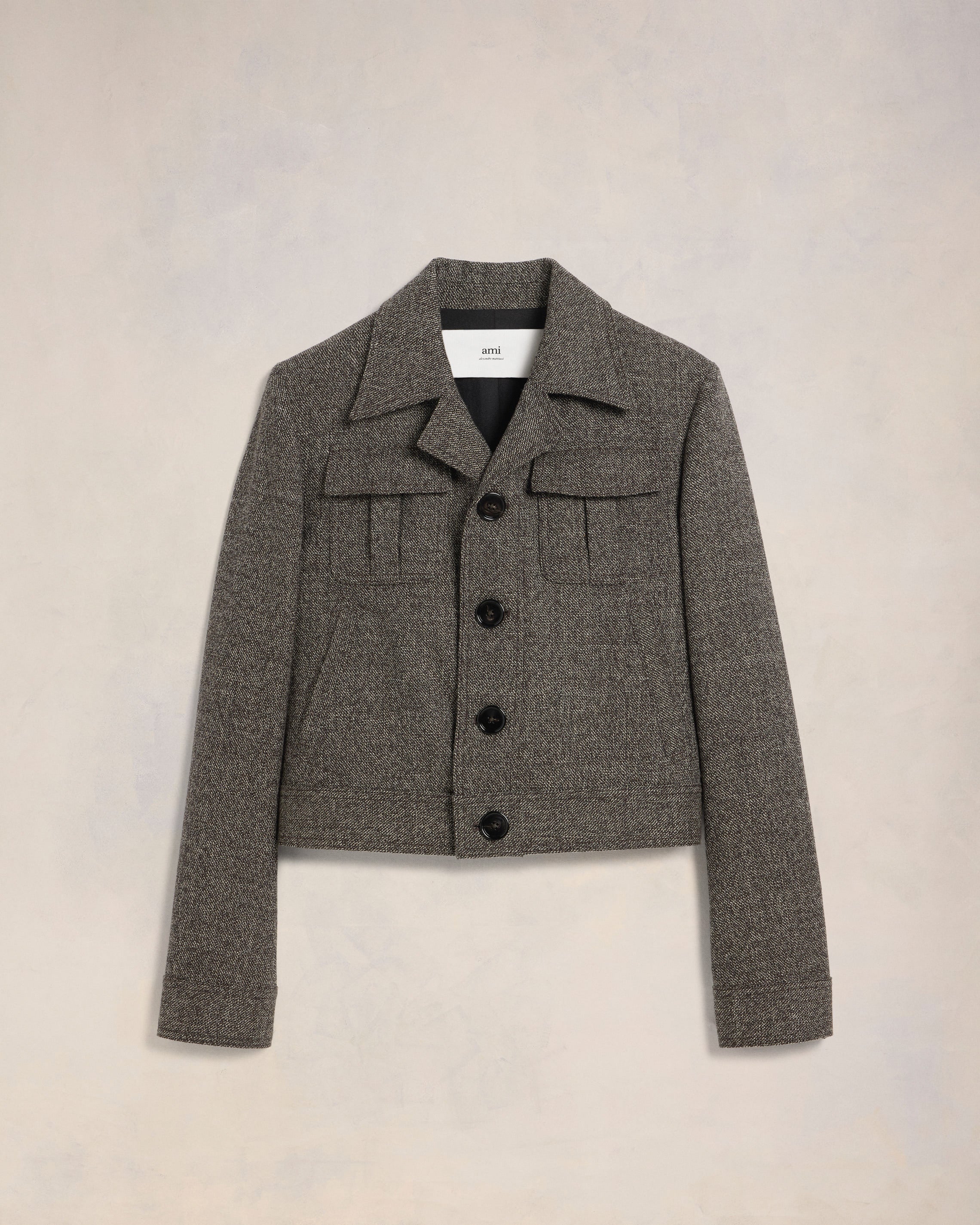Dark Coffee/ Off White Military Jacket - leoleo123123