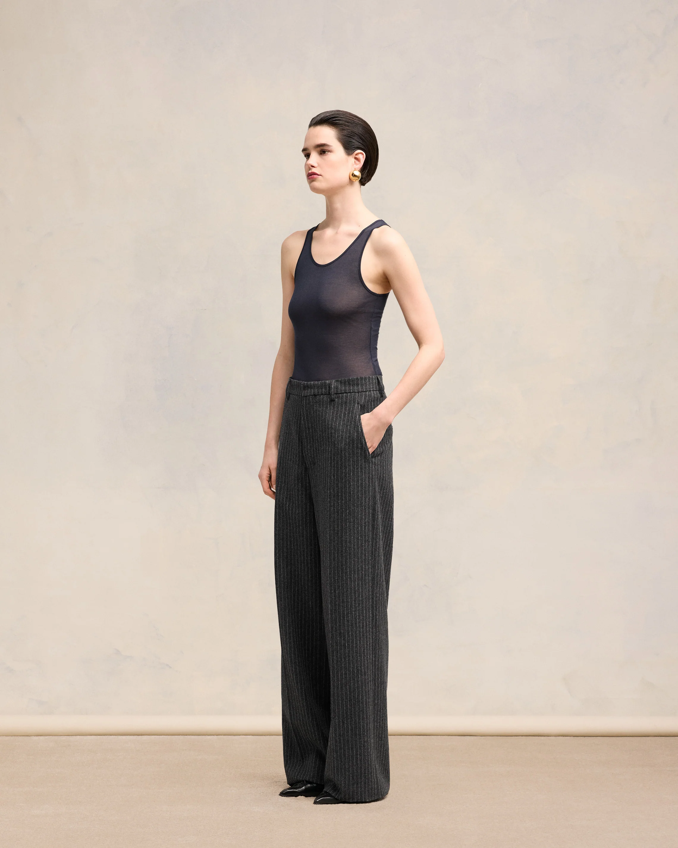 Dark Grey/ Off White Large Fit Trousers - leoleo123123
