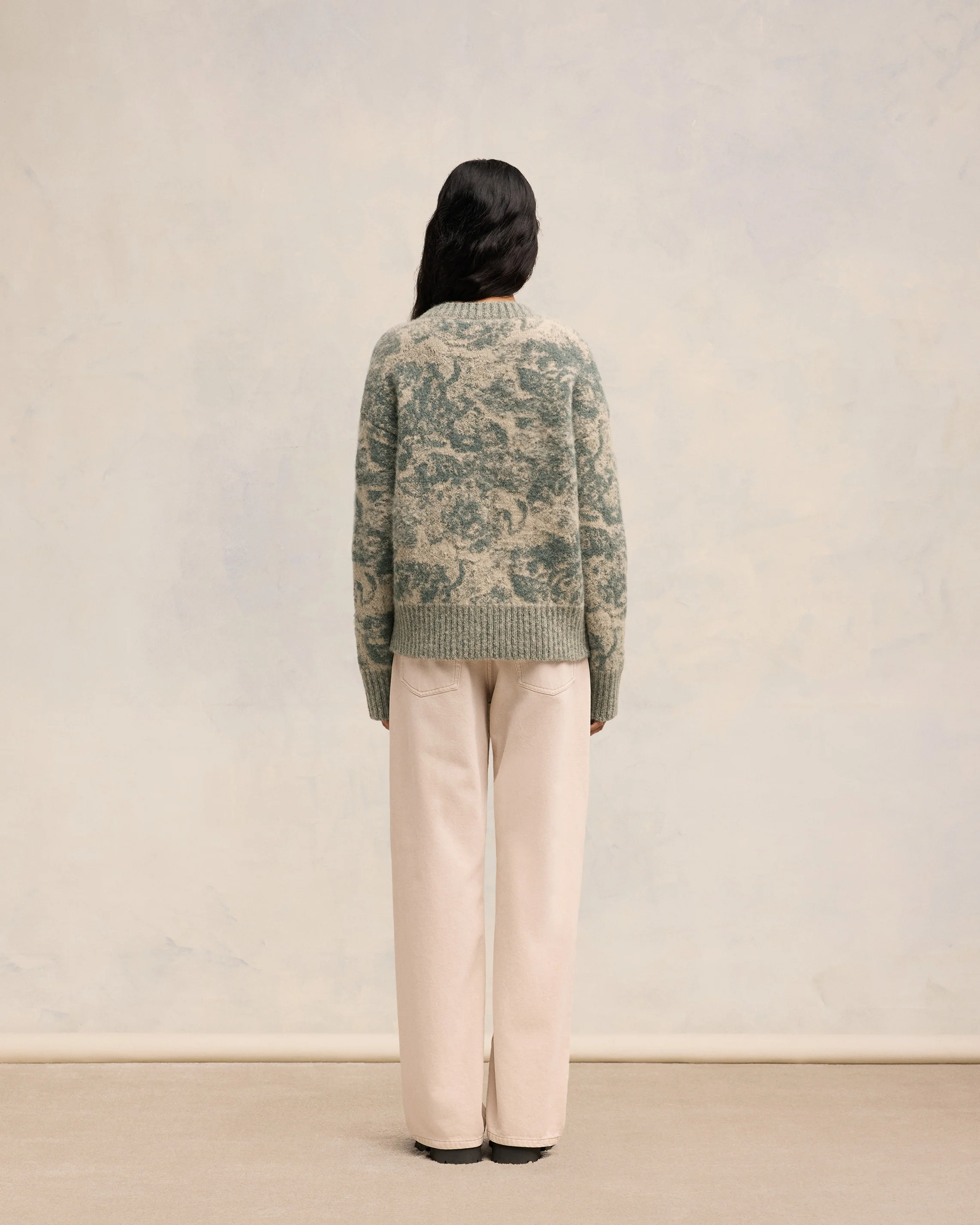 Beige/Antique Clay Alpaca Mohair Jacquard Crewneck - leoleo123123