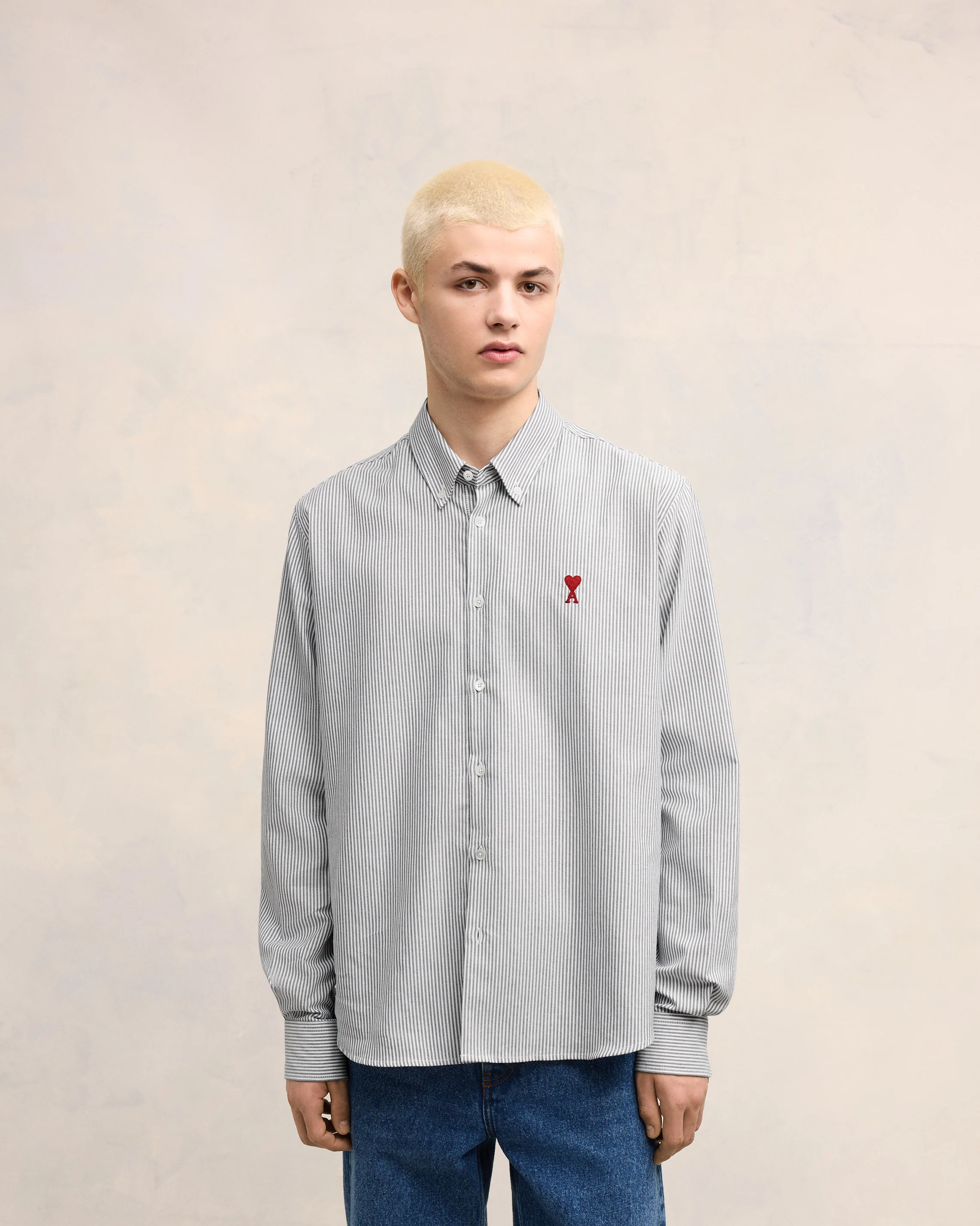 Black/Natural White Button-Down Ami De Coeur Shirt - leoleo123123