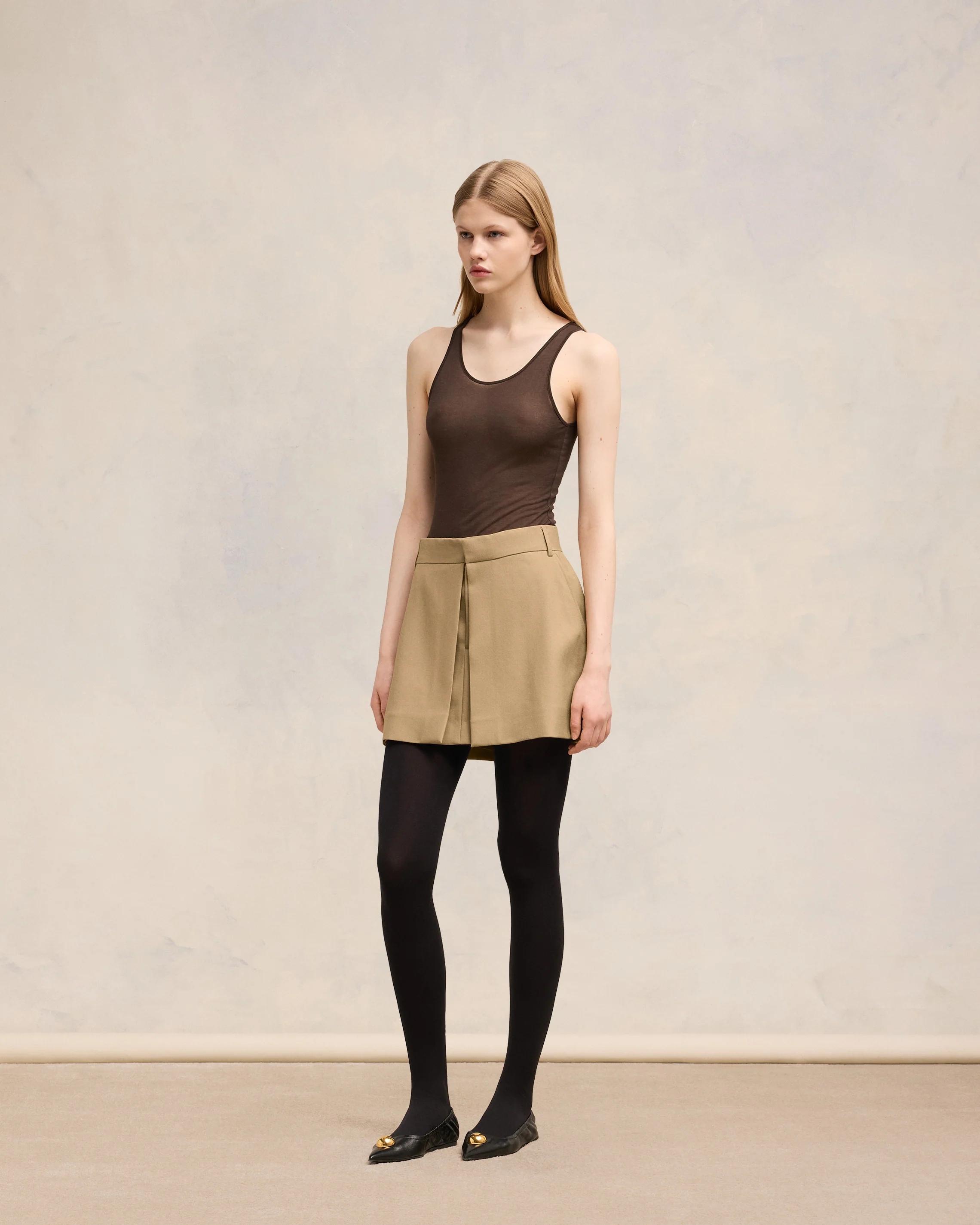 Sand Mini Skirt With Panels - leoleo123123