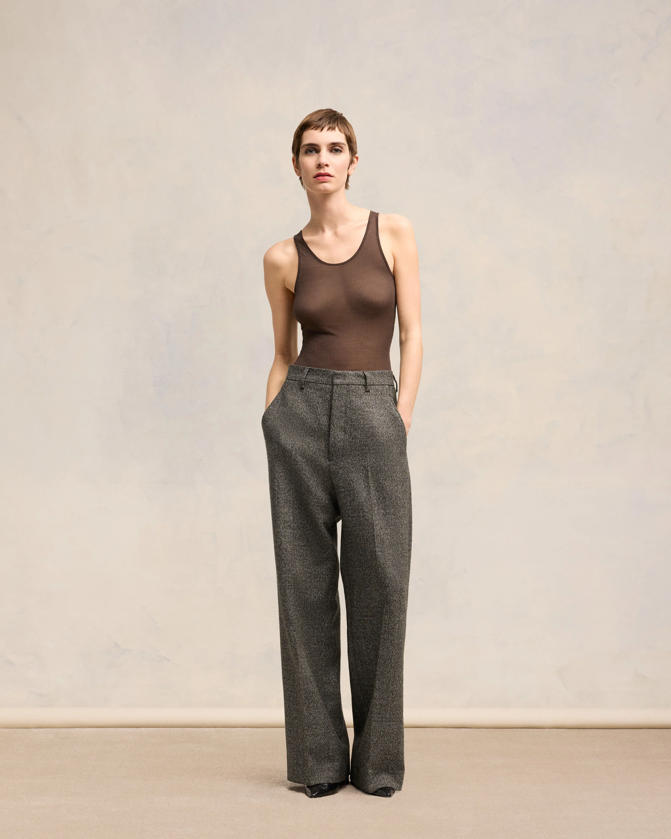 Dark Coffee/ Off White Large Fit Trousers - leoleo123123