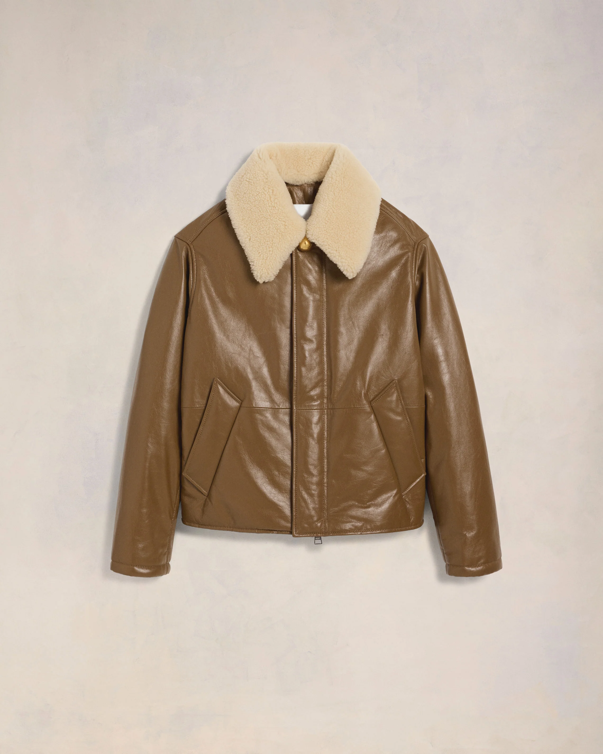 Bronze Leather Padded Jacket - leoleo123123