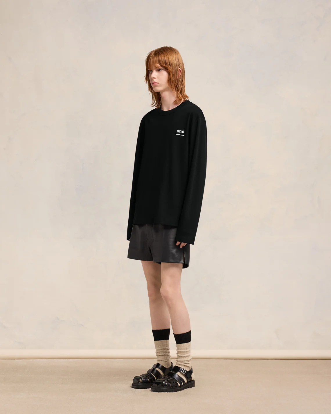 Black Long Sleeve Ami Alexandre Mattiussi T-Shirt - leoleo123123