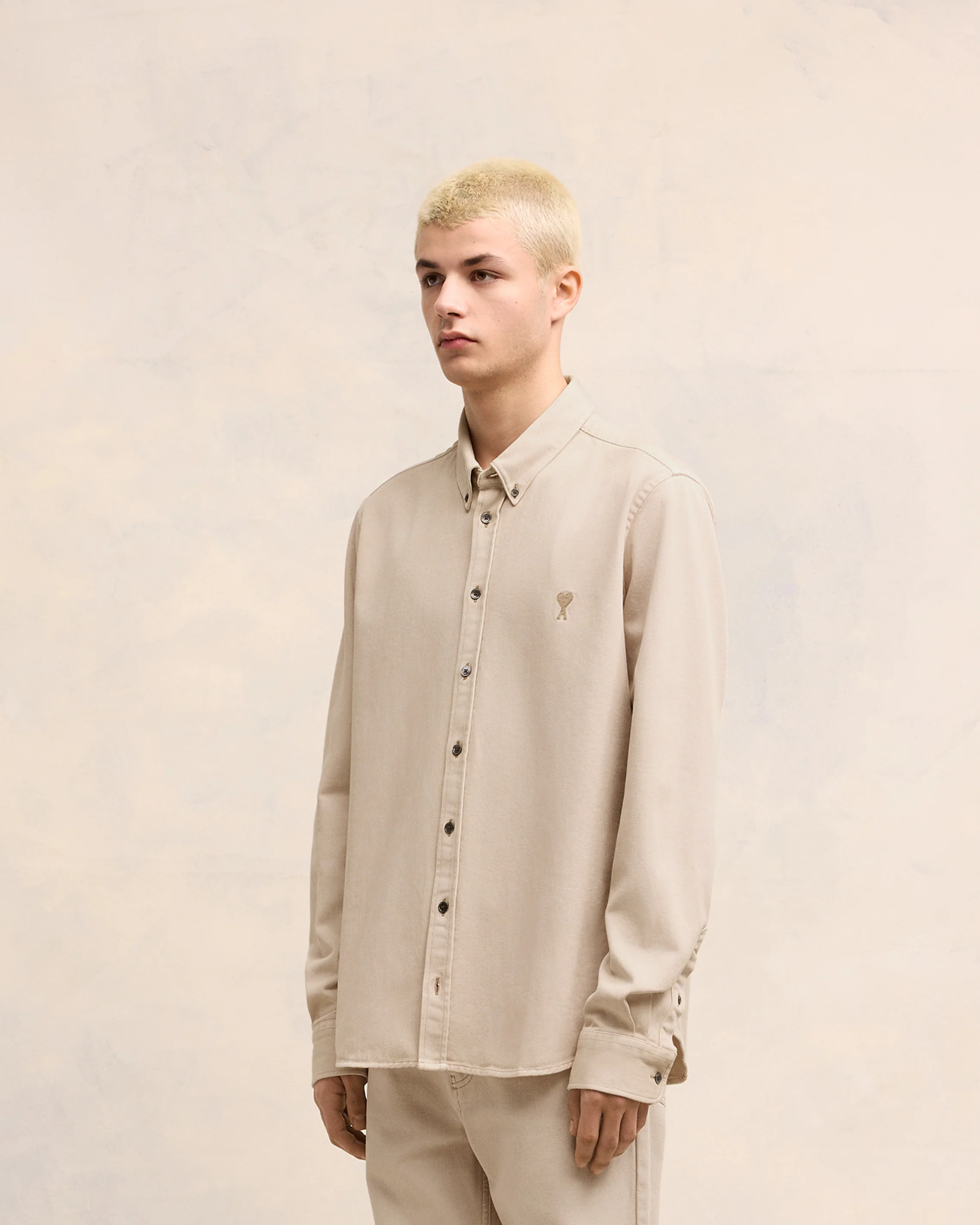 Off White Button-Down Ami De Coeur Shirt - leoleo123123