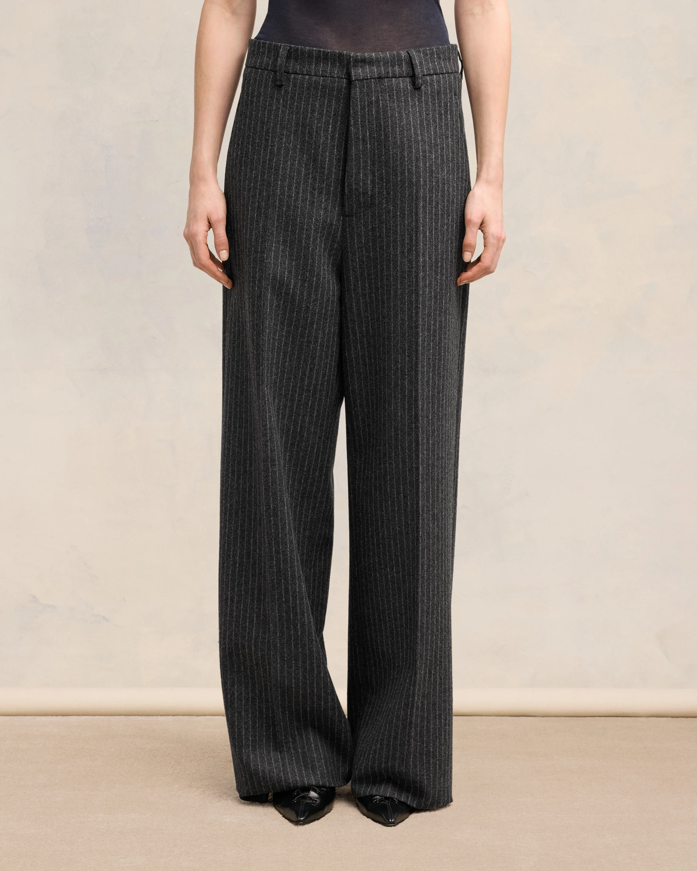 Dark Grey/ Off White Large Fit Trousers - leoleo123123
