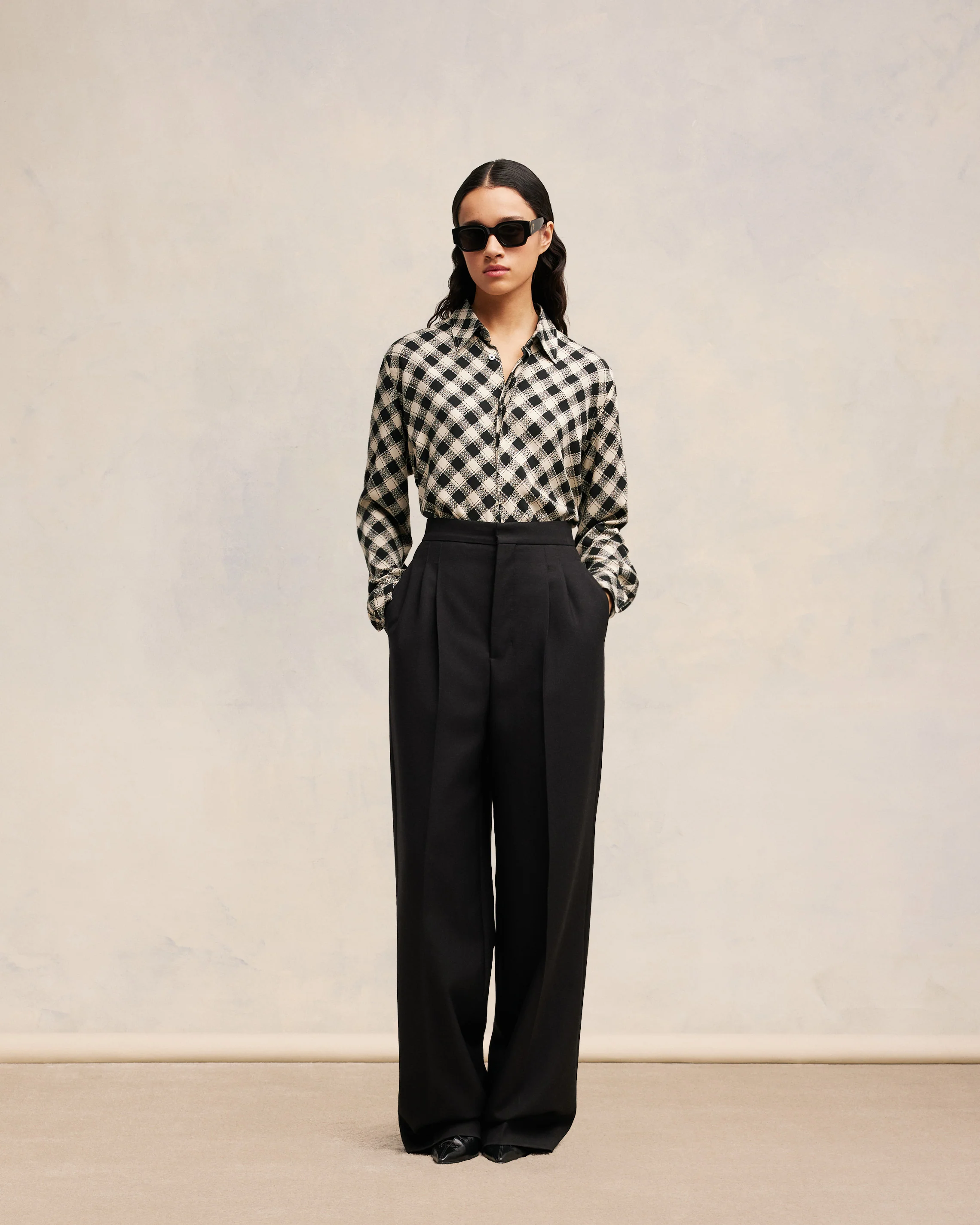 Black/Off White Double Topstitching Classic Shirt - leoleo123123