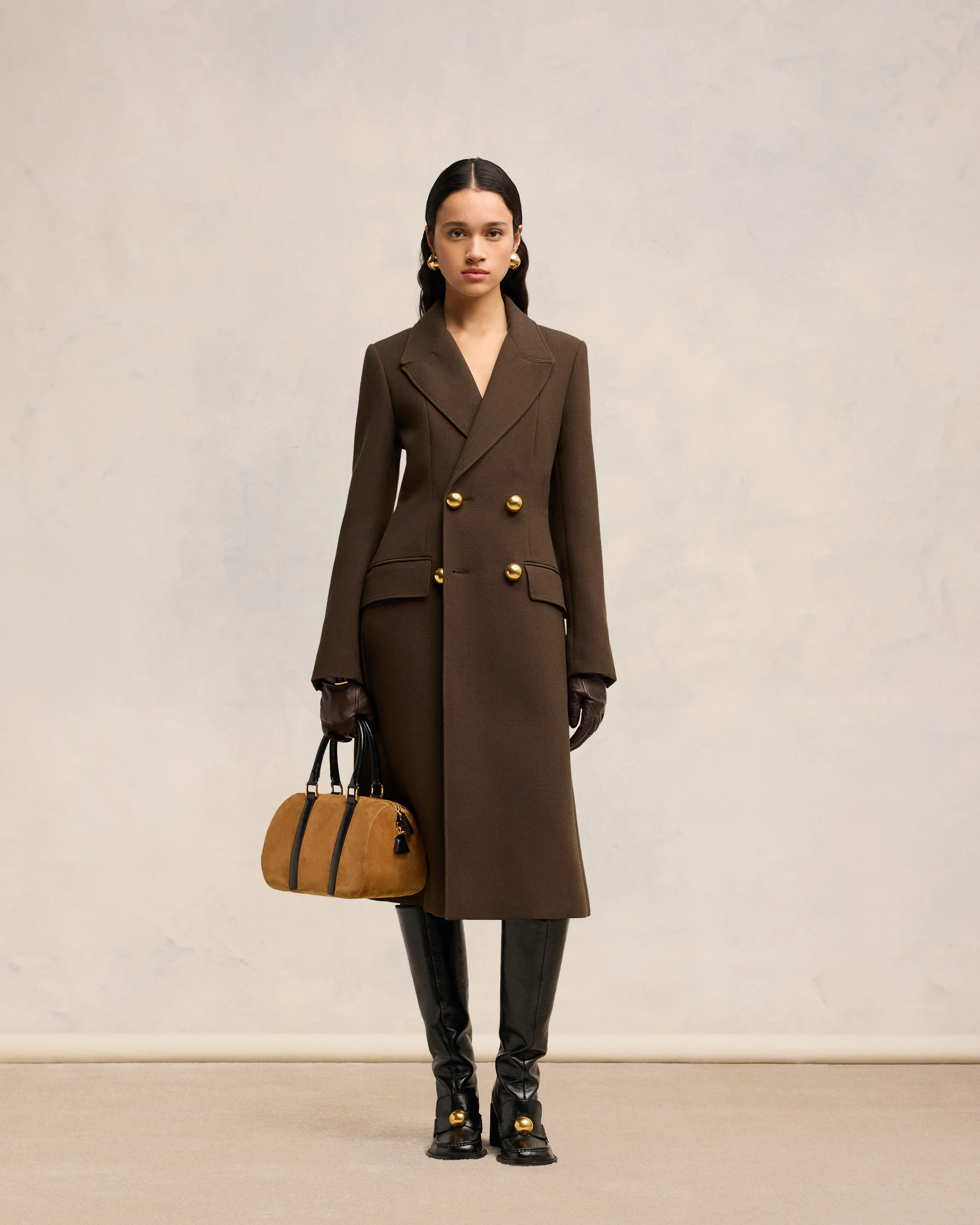 Dark Coffee Fitted Coat - leoleo123123