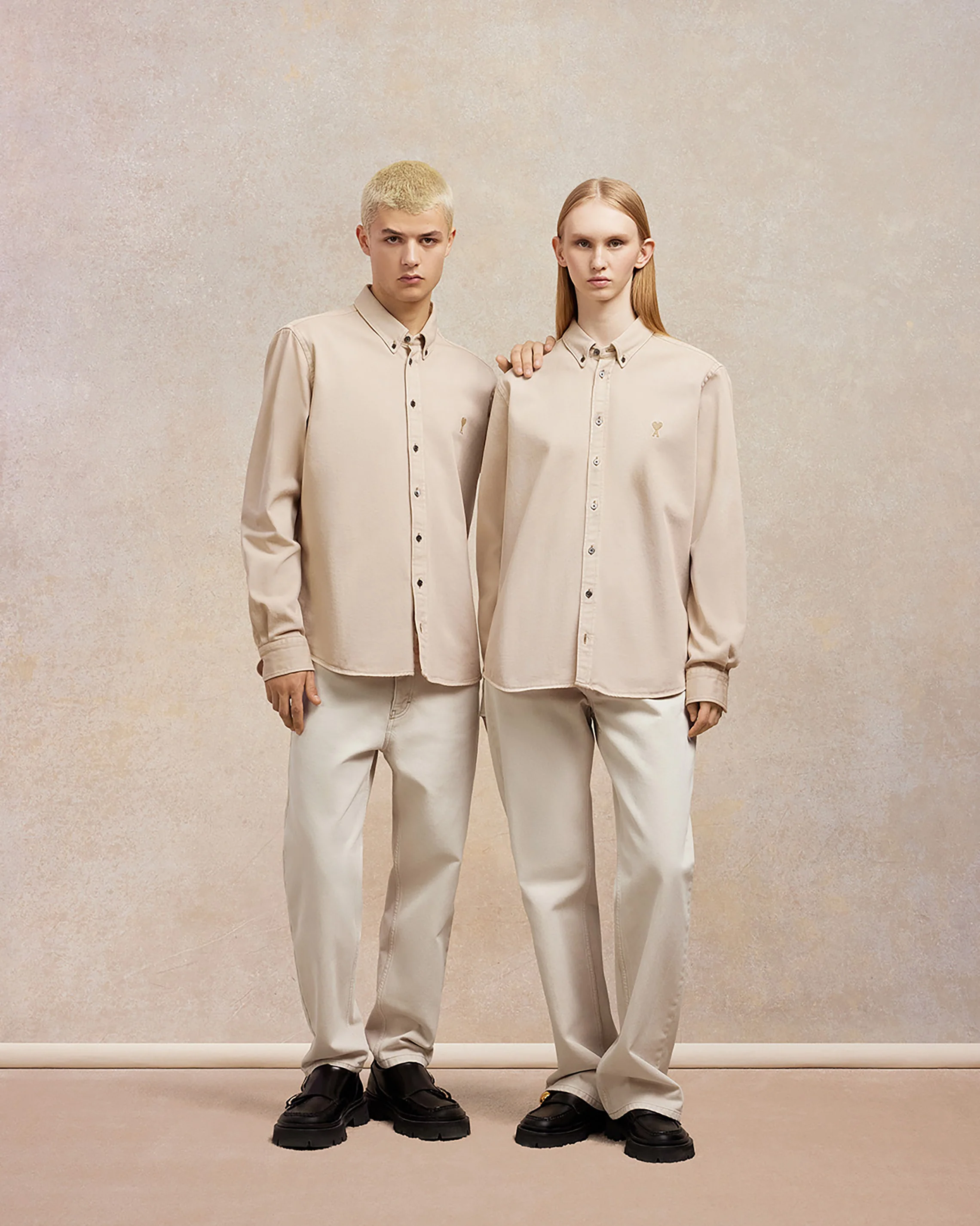 Off White Button-Down Ami De Coeur Shirt - leoleo123123