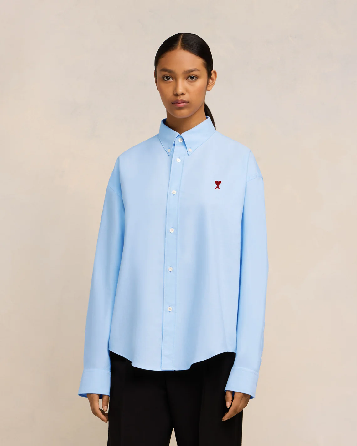 Chemise Coupe Boxy Ami De Coeur Bleu Ciel - leoleo123123