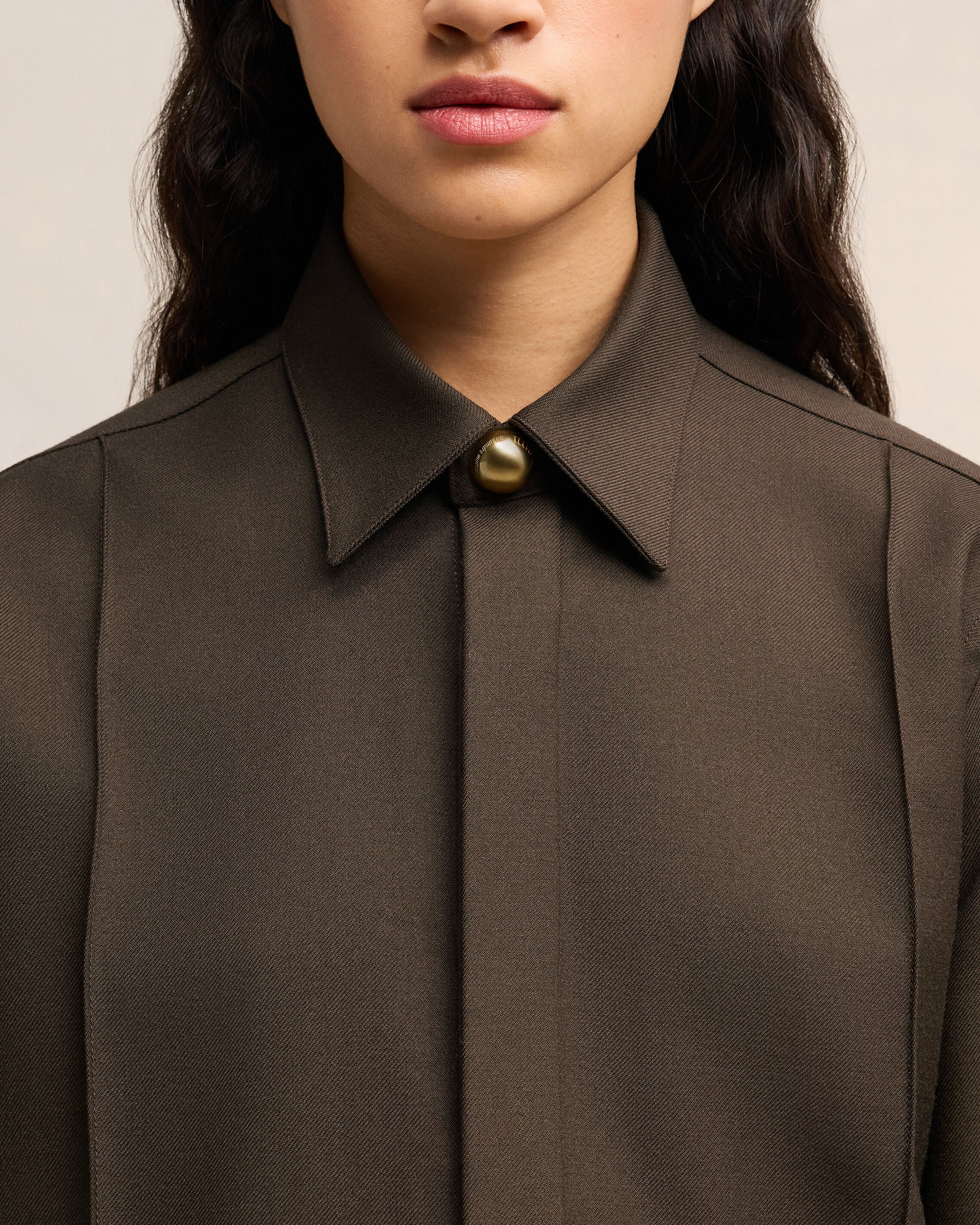 Dark Coffee Pintuck Shirt - leoleo123123