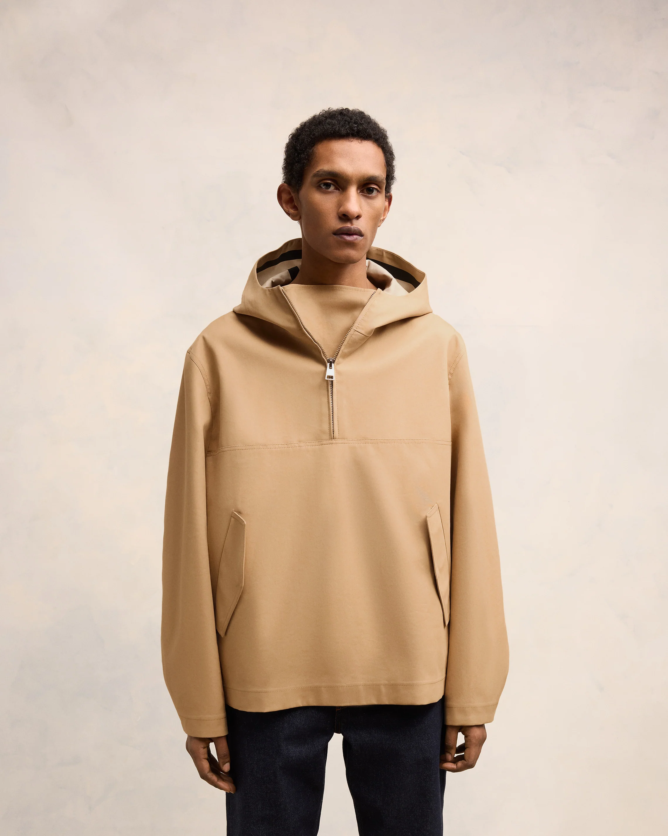 Sand/ Light Beige Hooded Vareuse - leoleo123123