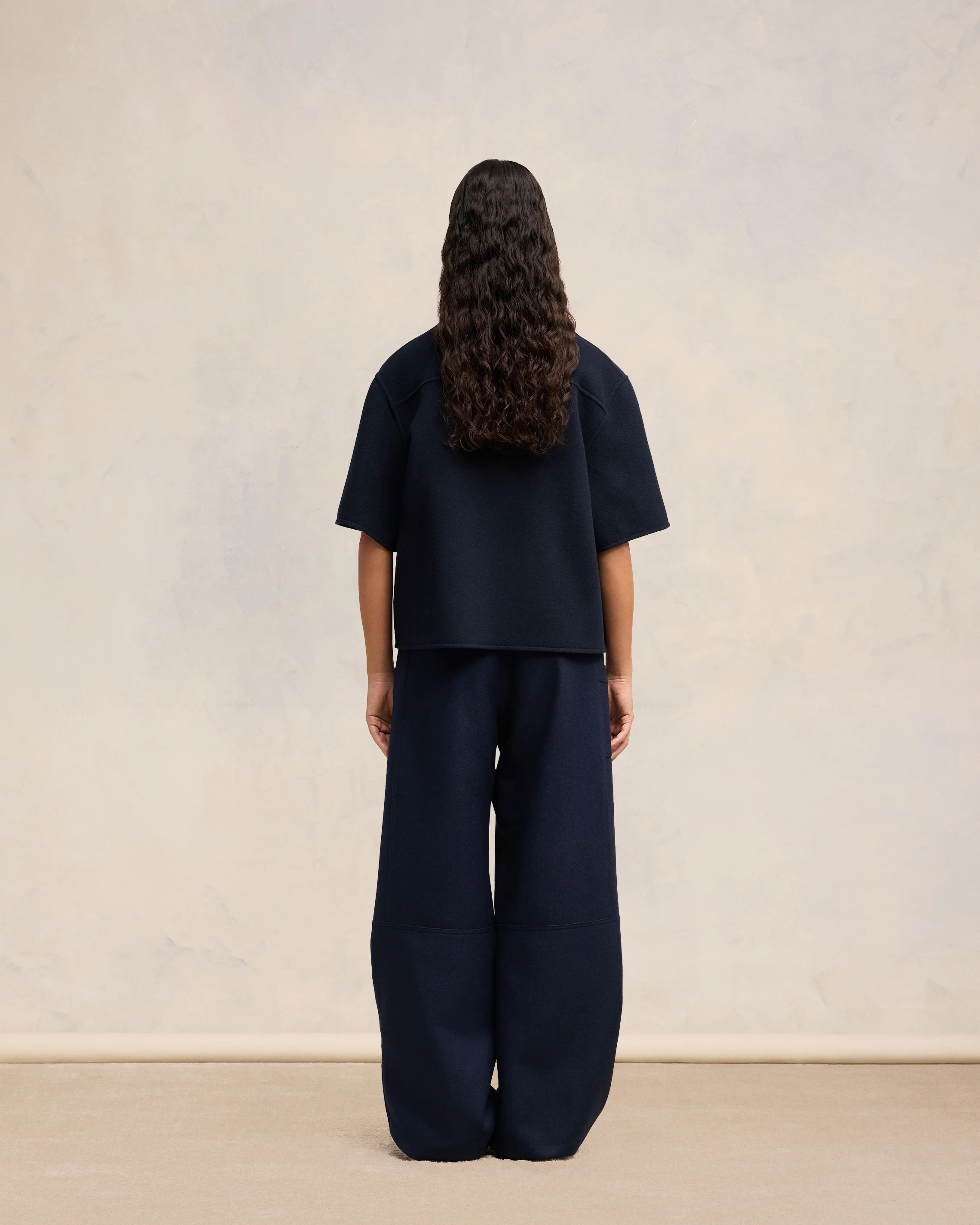 Navy Blue Camp Collar Jacket - leoleo123123