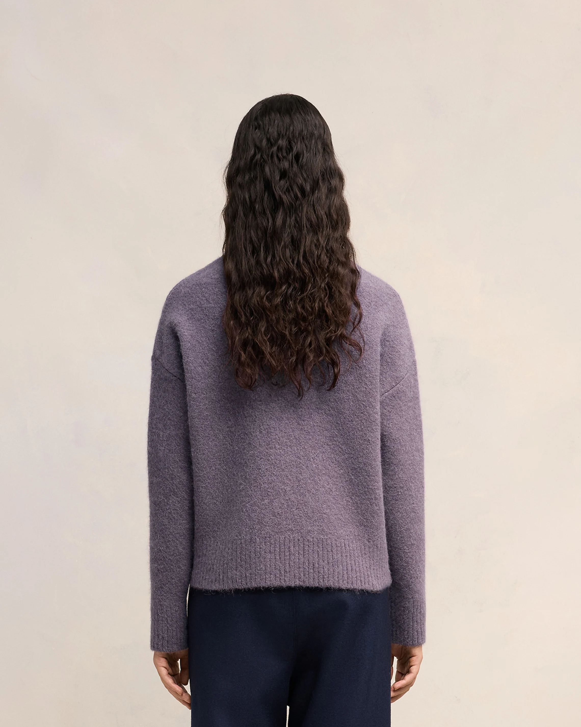 Lilac Off-White Ami De Coeur Crew Neck Sweater - leoleo123123