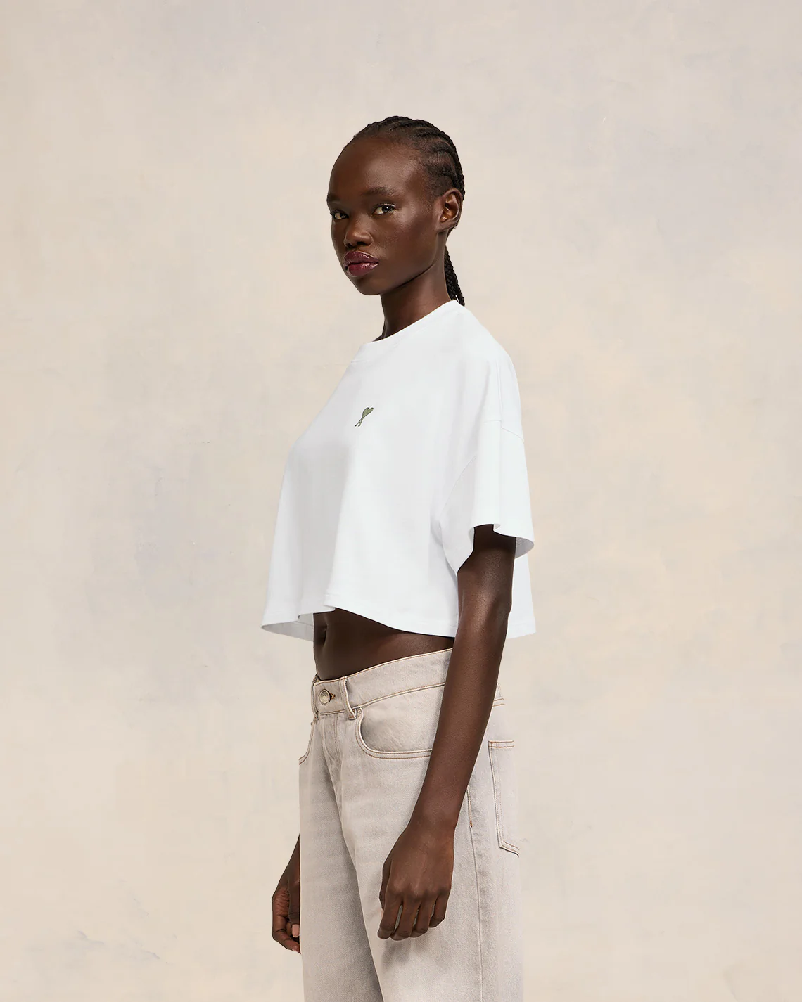 White/Sage Ami De Coeur Crop T-Shirt - leoleo123123
