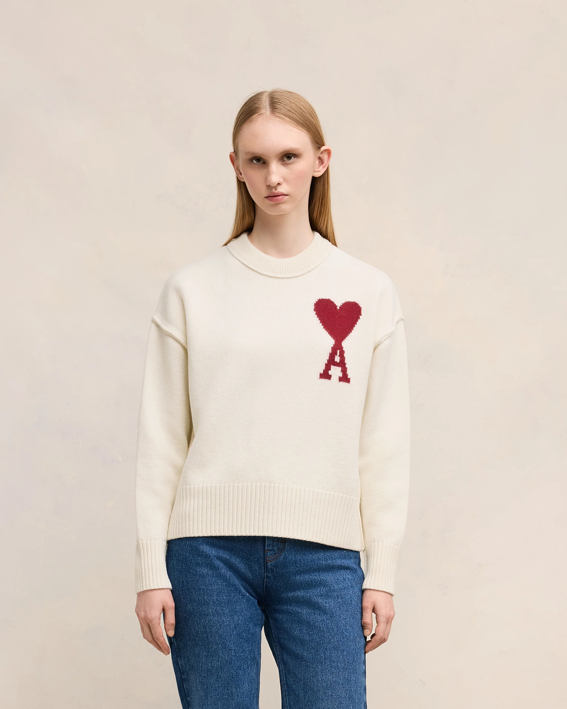Pull Ami De Coeur Rouge Ecru/Rouge - leoleo123123