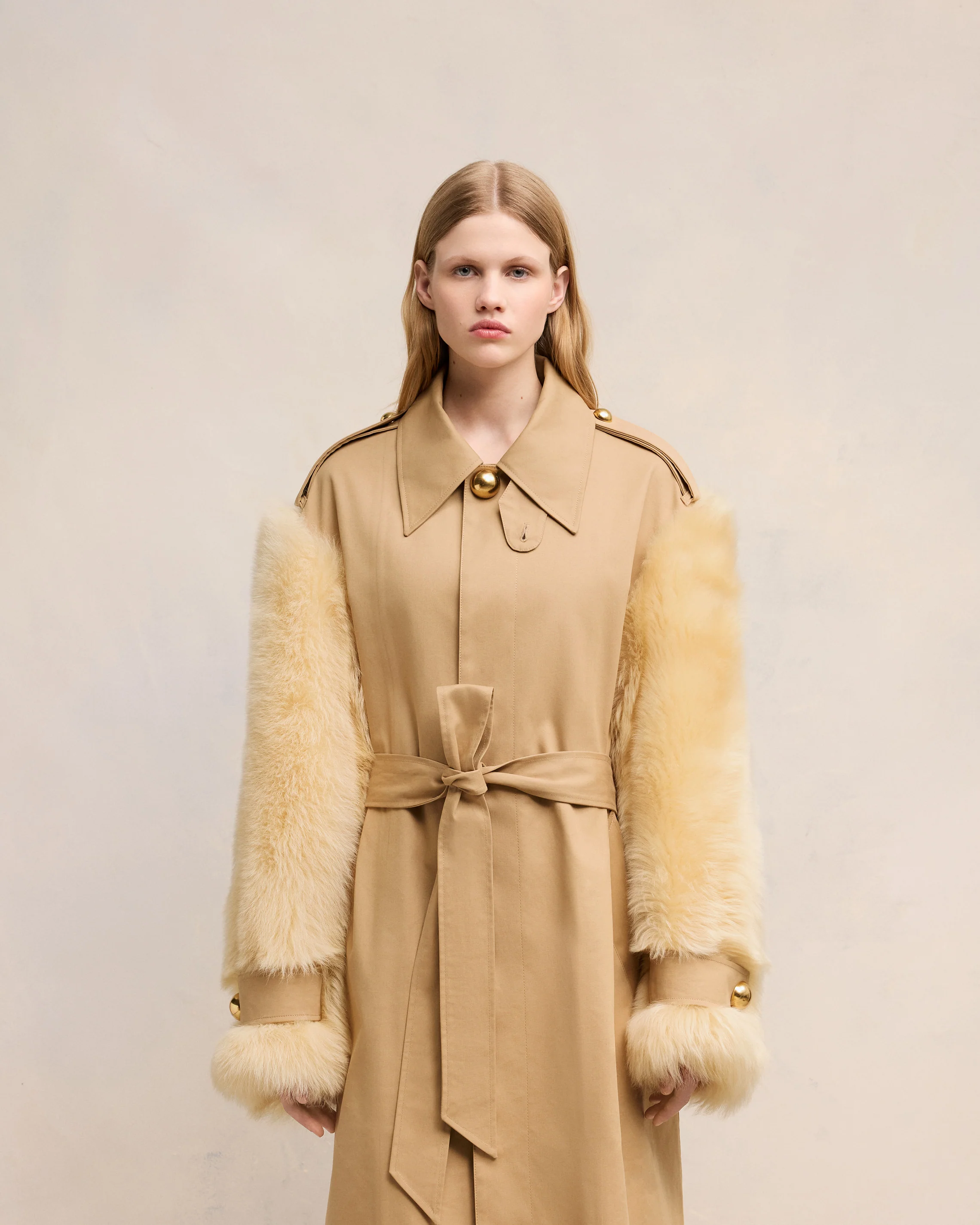 Sand/ Light Beige Belted Mac - leoleo123123