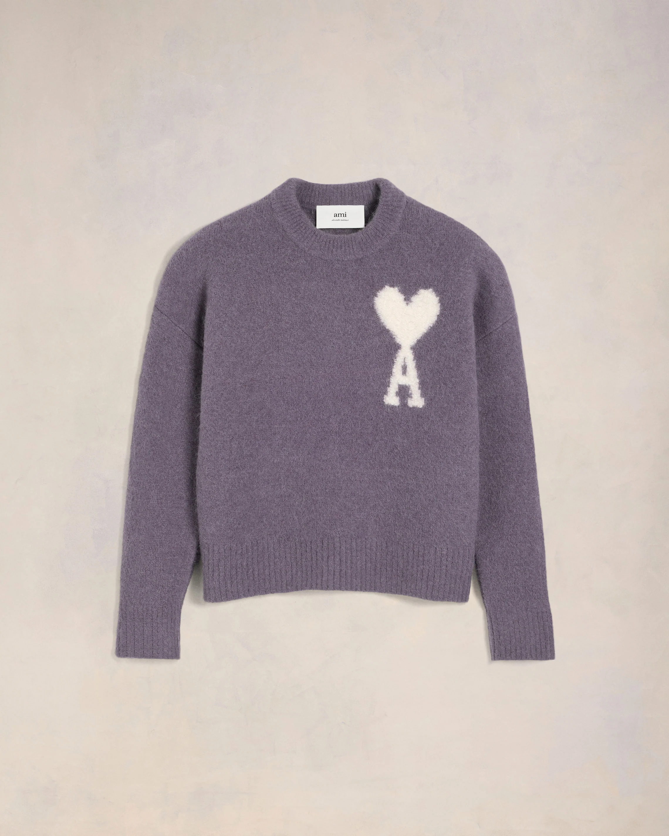 Lilac Off-White Ami De Coeur Crew Neck Sweater - leoleo123123