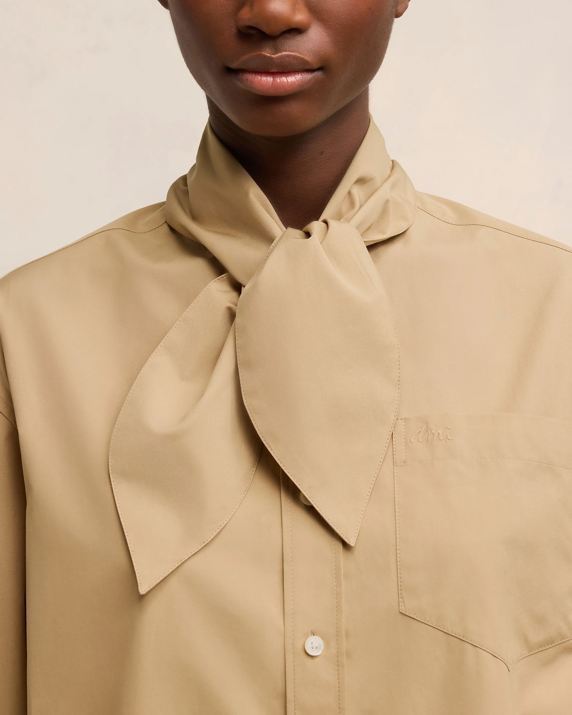 Sand Scarf Collar Shirt Dress - leoleo123123