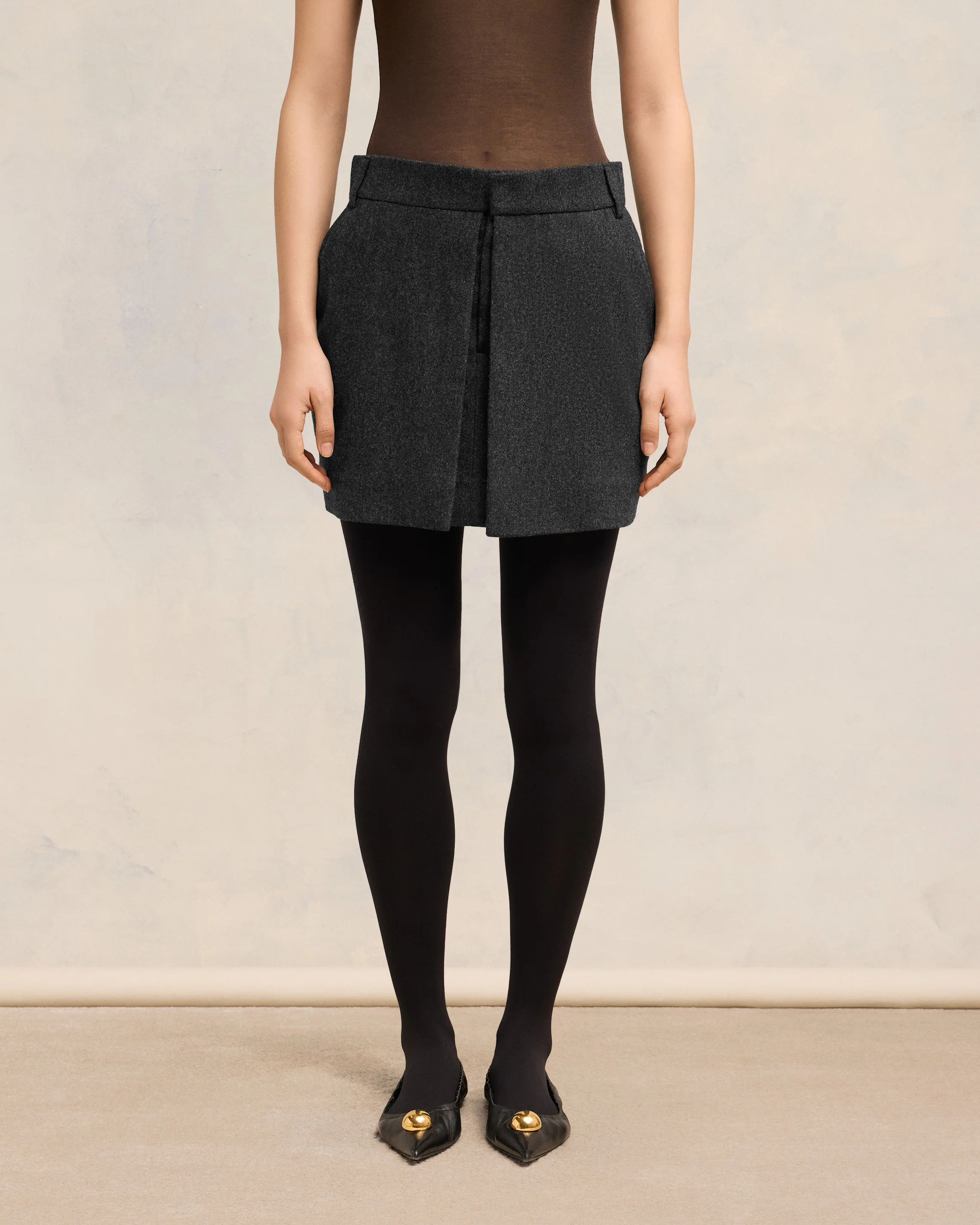 Dark Grey Mini Skirt With Panels - leoleo123123