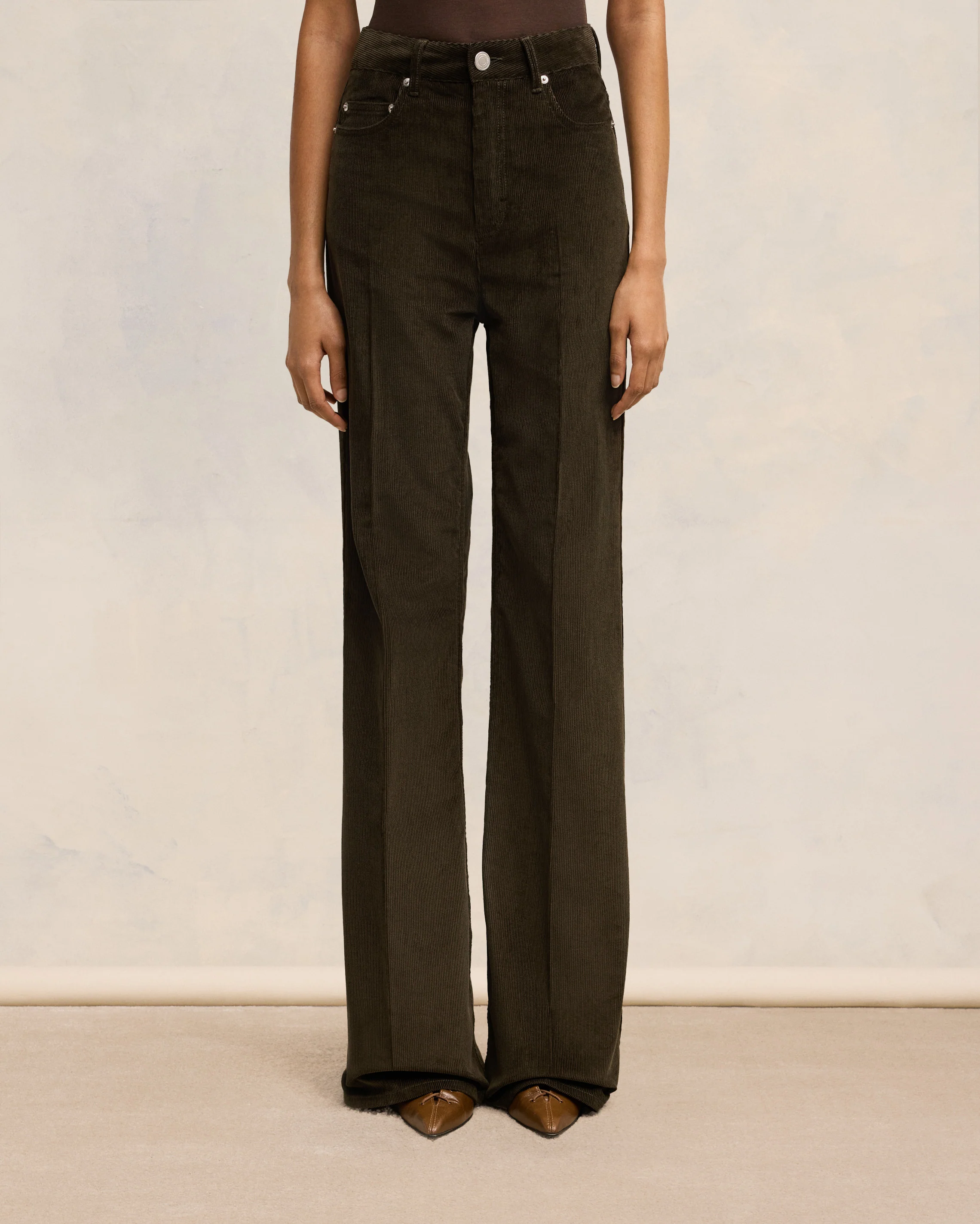 Dark Coffee Flare Fit Trousers - leoleo123123