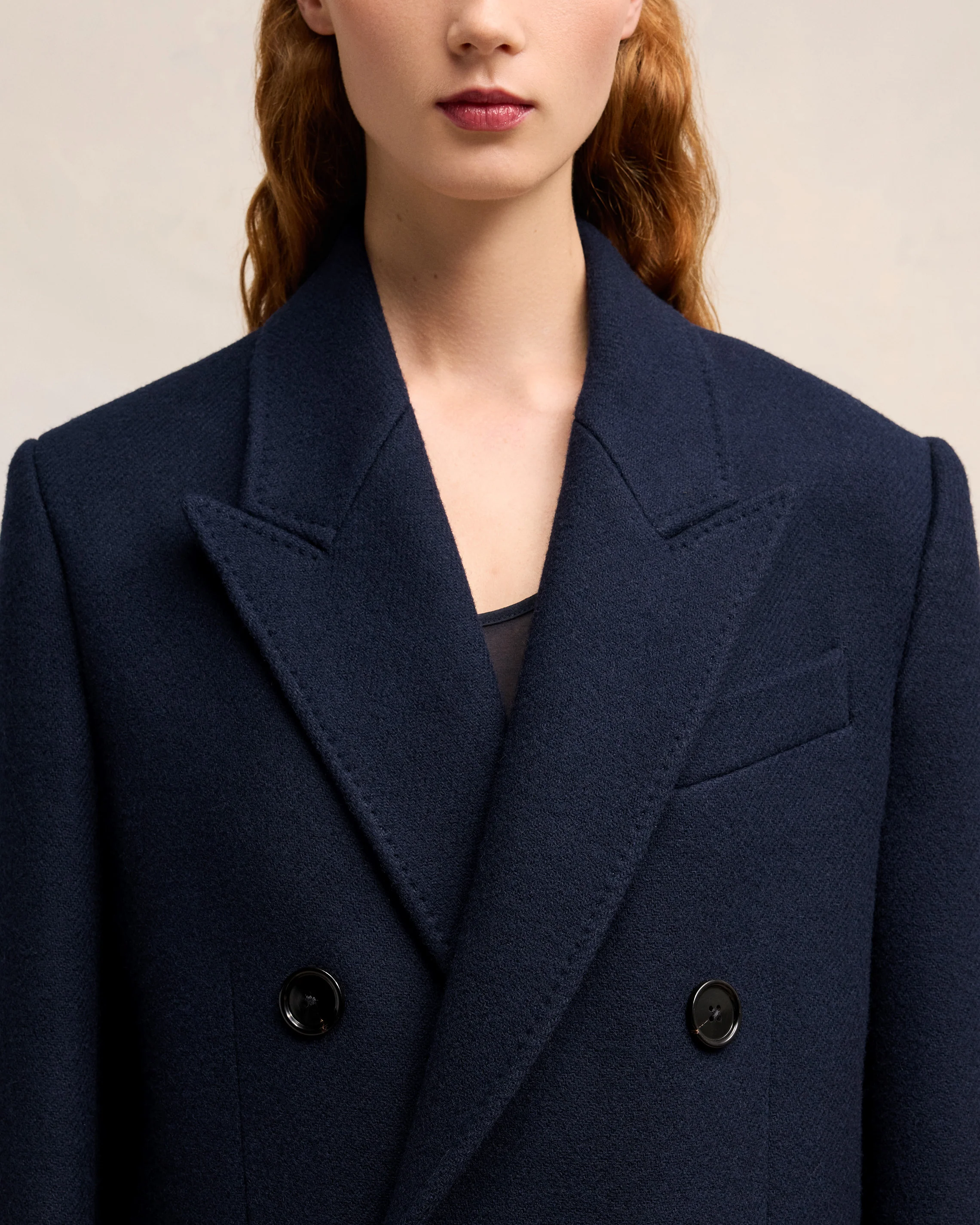 Navy Blue Double Breasted Coat - leoleo123123