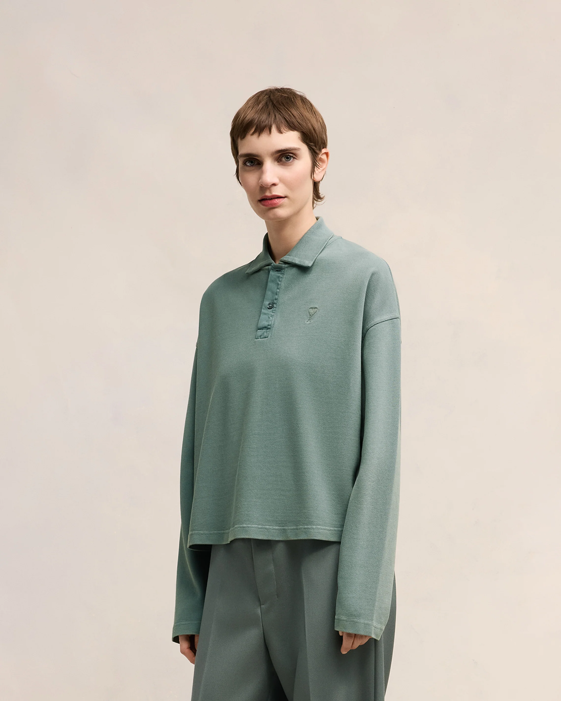 Antique Clay Ami De Coeur Long Sleeves Polo - leoleo123123
