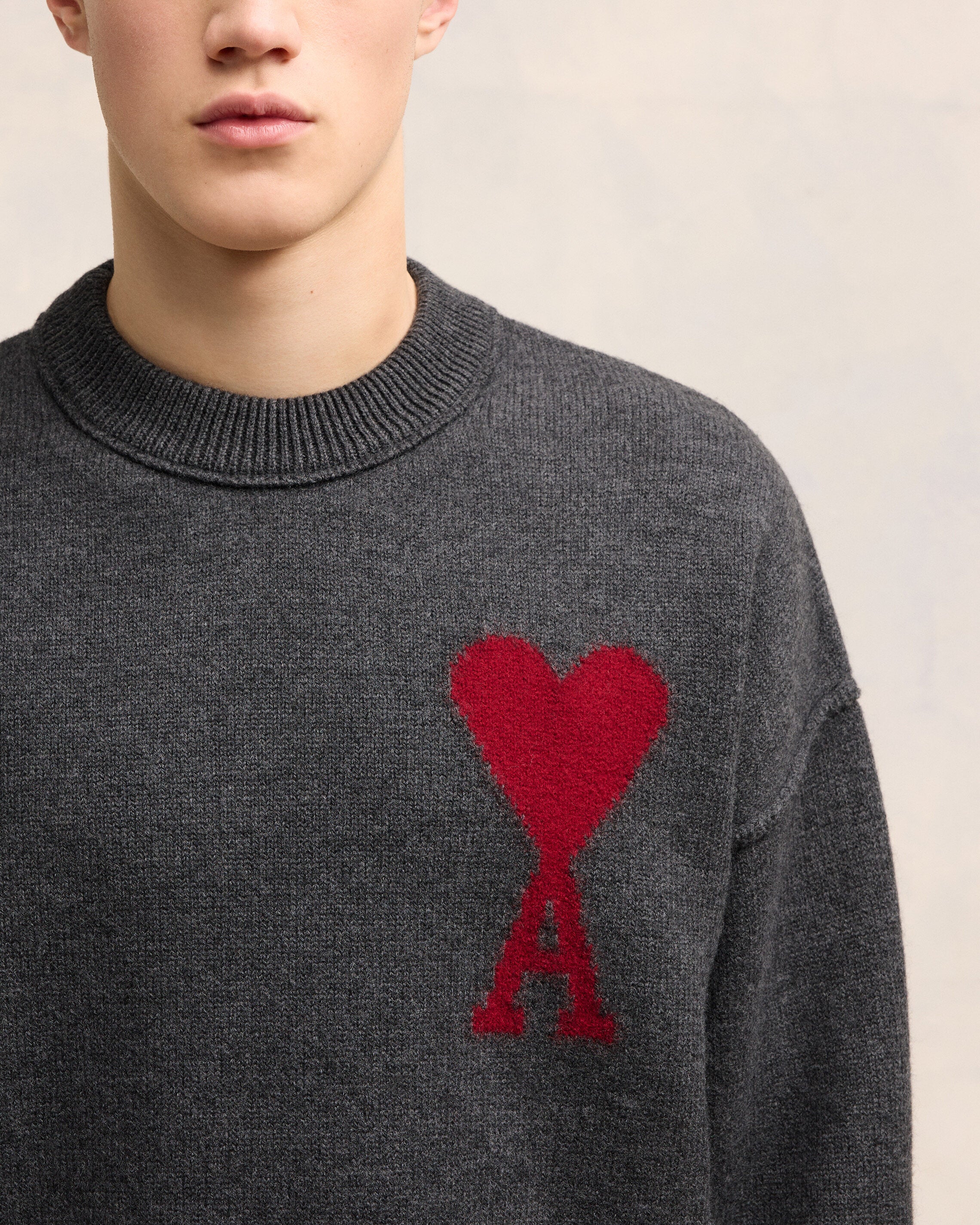 Pull Ami De Coeur Rouge Gris Chine / Rouge - leoleo123123
