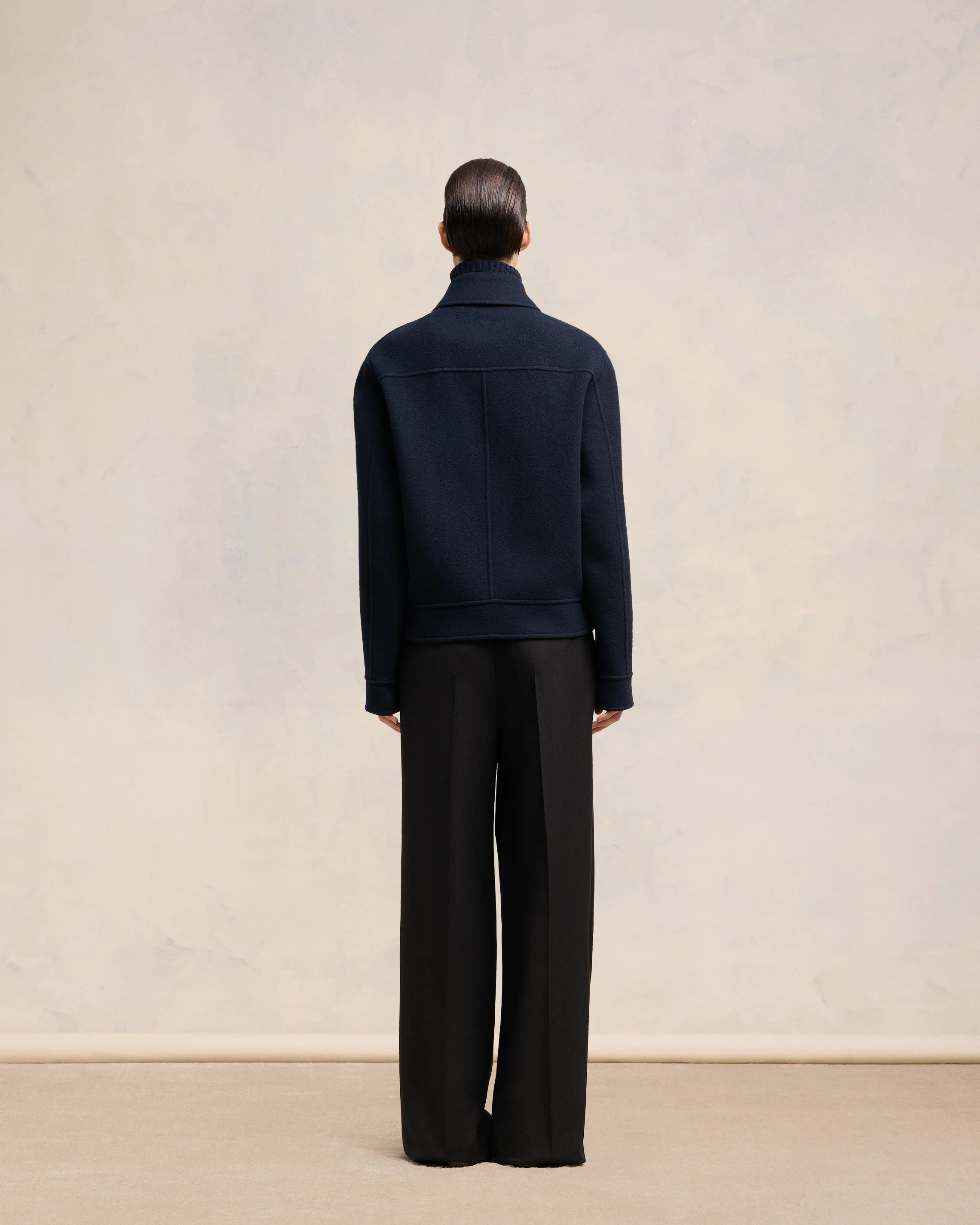 Navy Blue Boxy Buttoned Jacket - leoleo123123