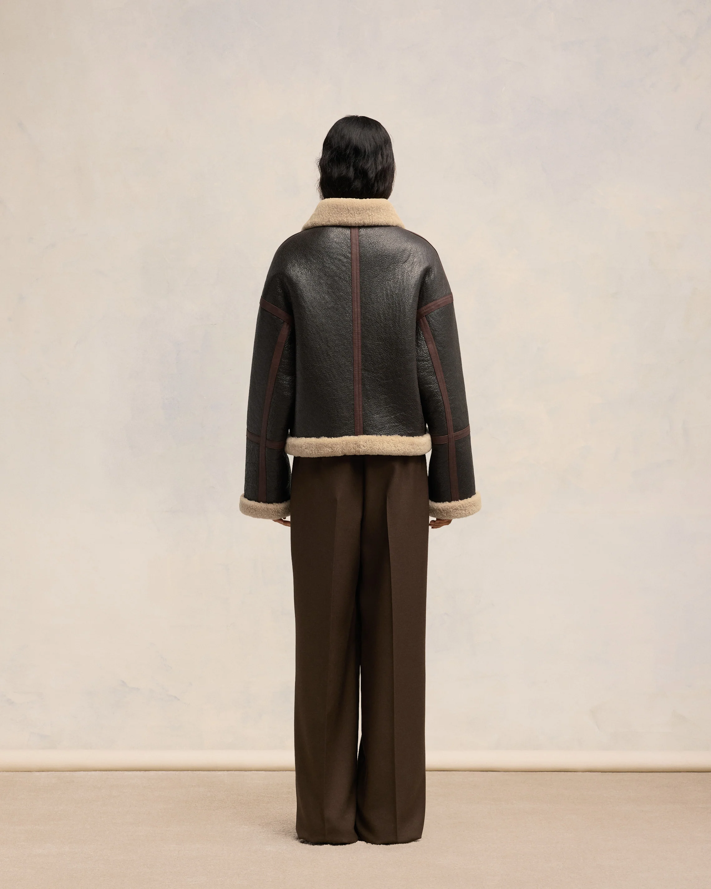 Dark Coffee Shearling Zipped Jacket - leoleo123123