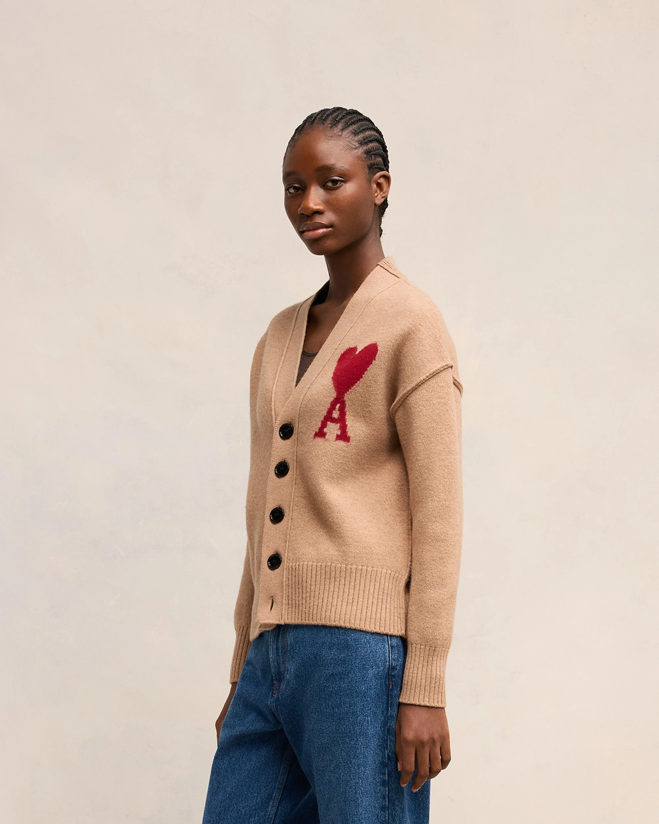 Cardigan Ami De Coeur Rouge Camel/Rouge - leoleo123123