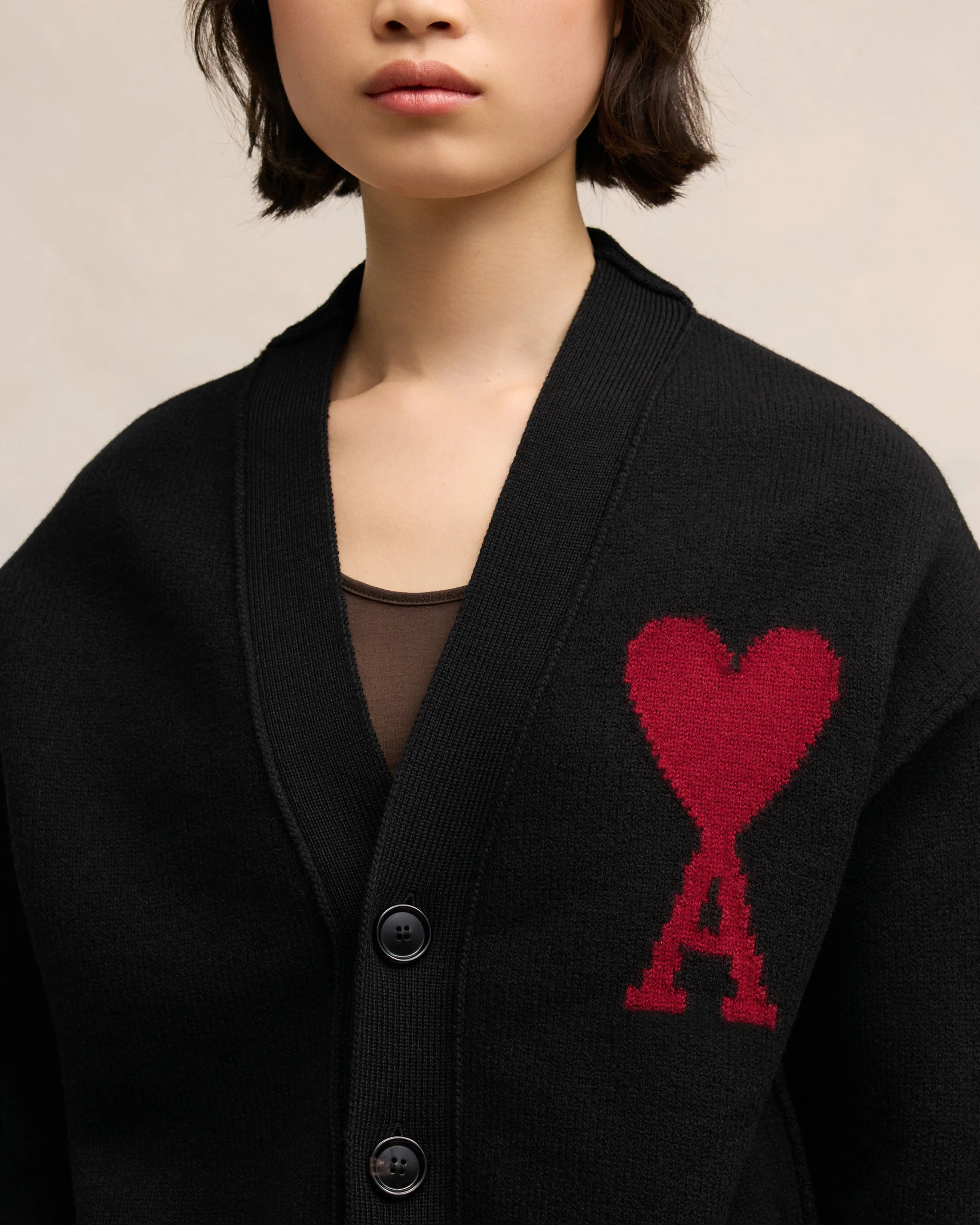 Black Merino Wool Cardigan | Ami De Coeur | Ami Paris US - leoleo123123