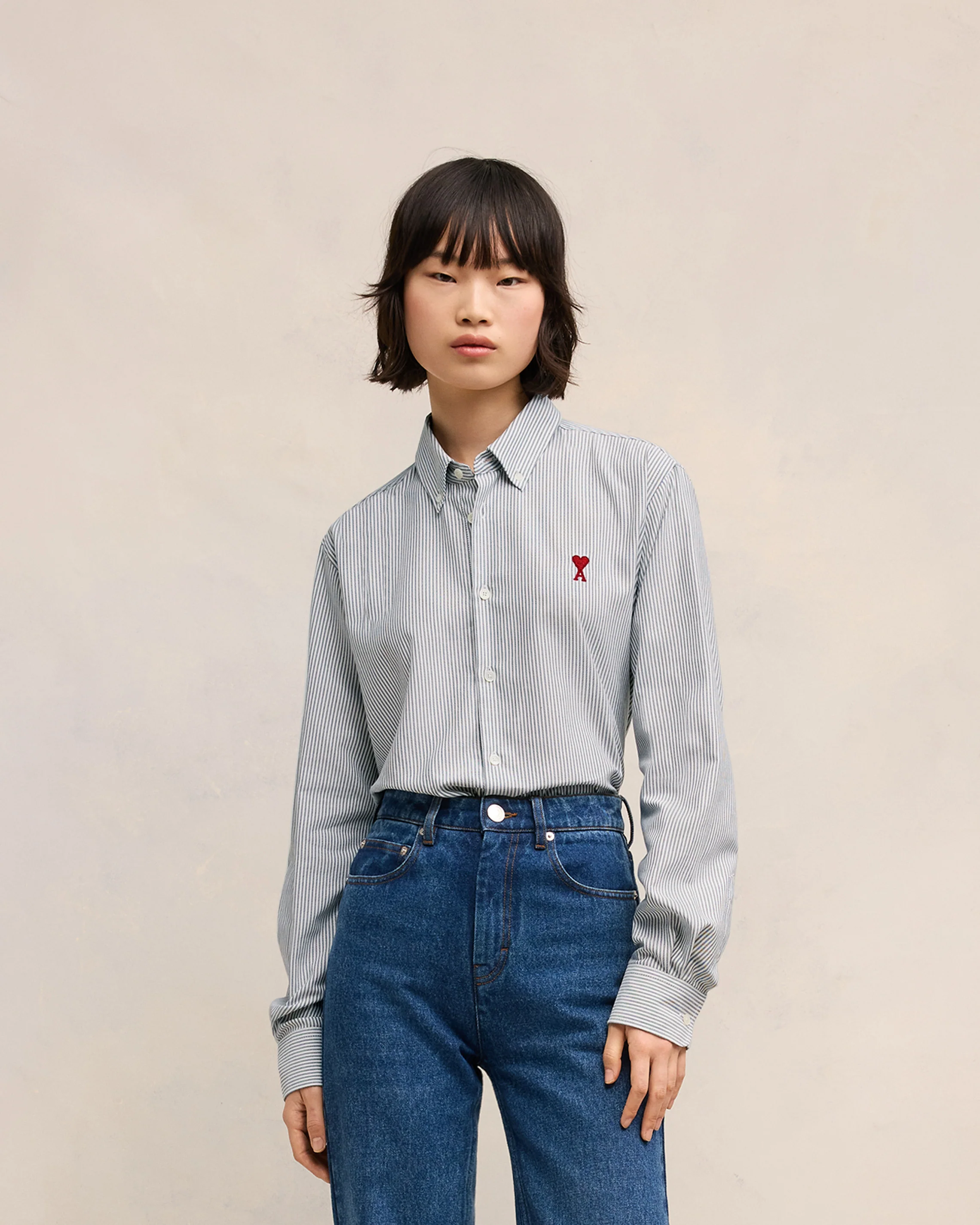 Black/Natural White Button-Down Ami De Coeur Shirt - leoleo123123