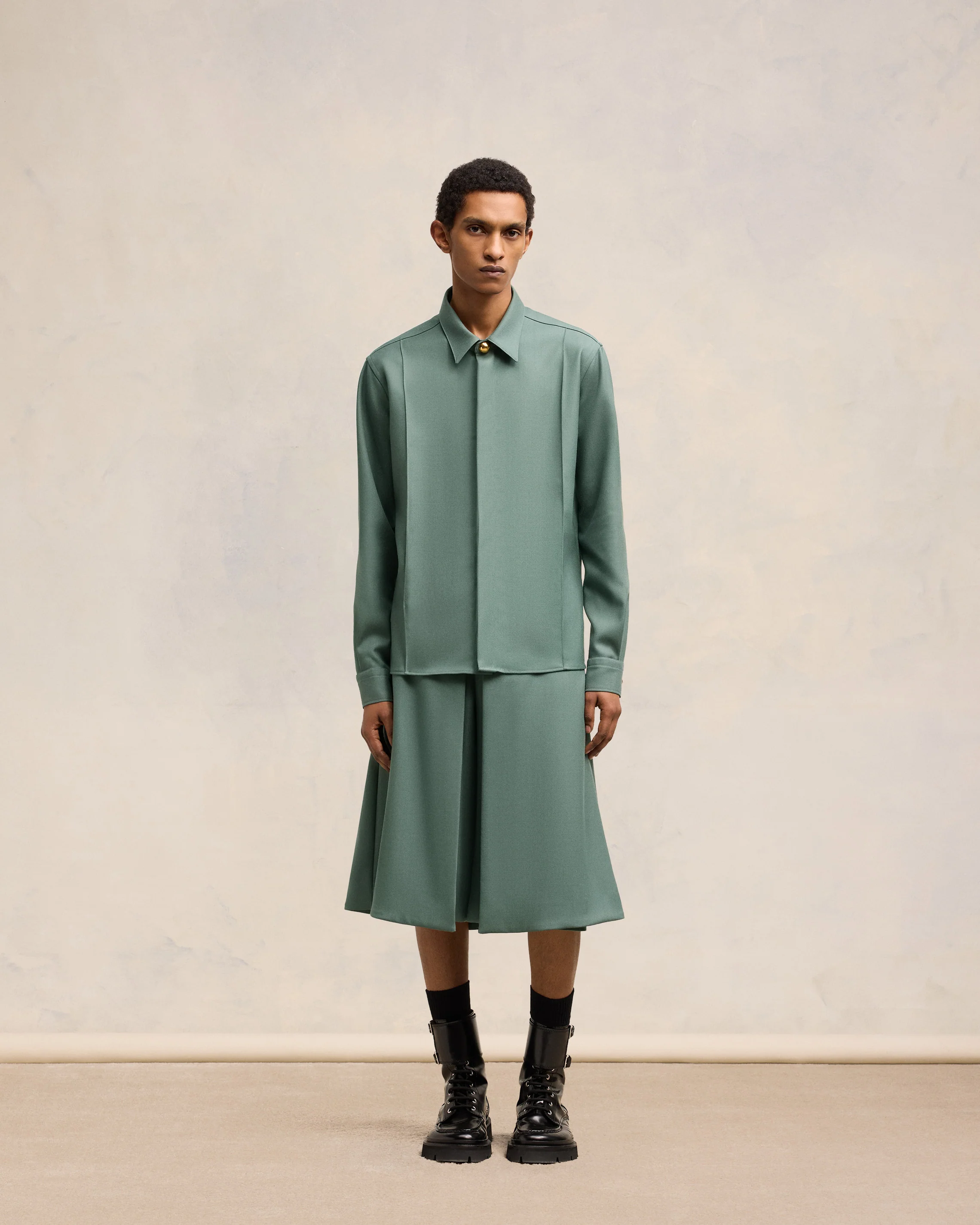 Antique Clay Pintuck Shirt - leoleo123123