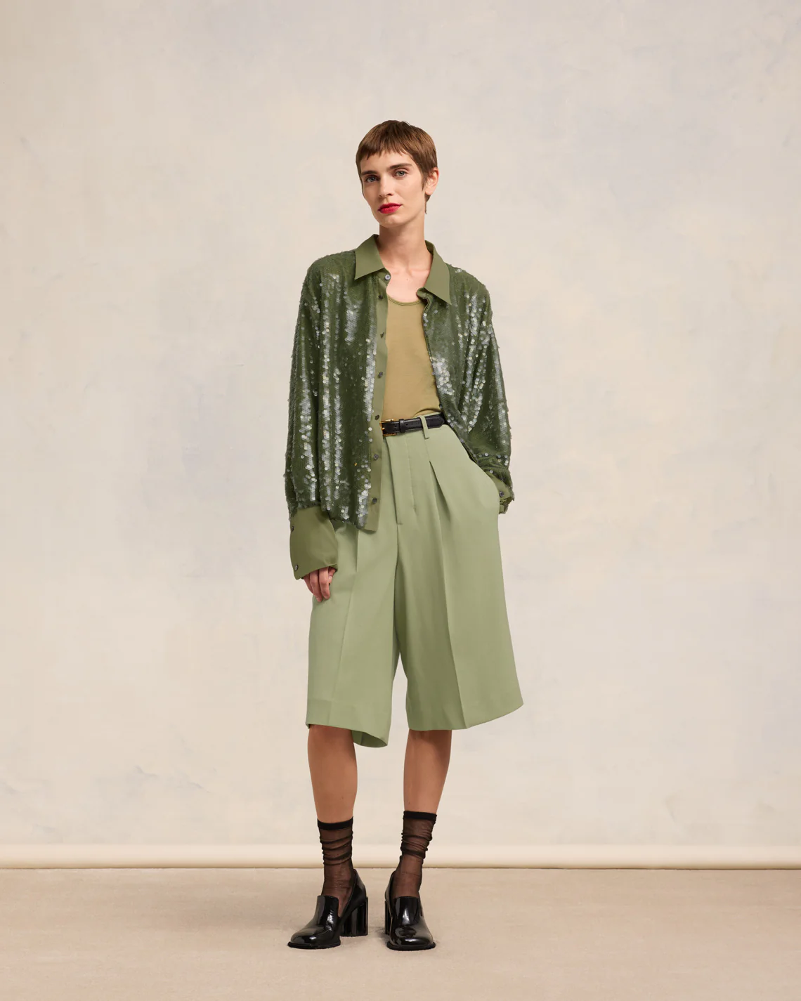 Olive Embroidered Shirt - leoleo123123