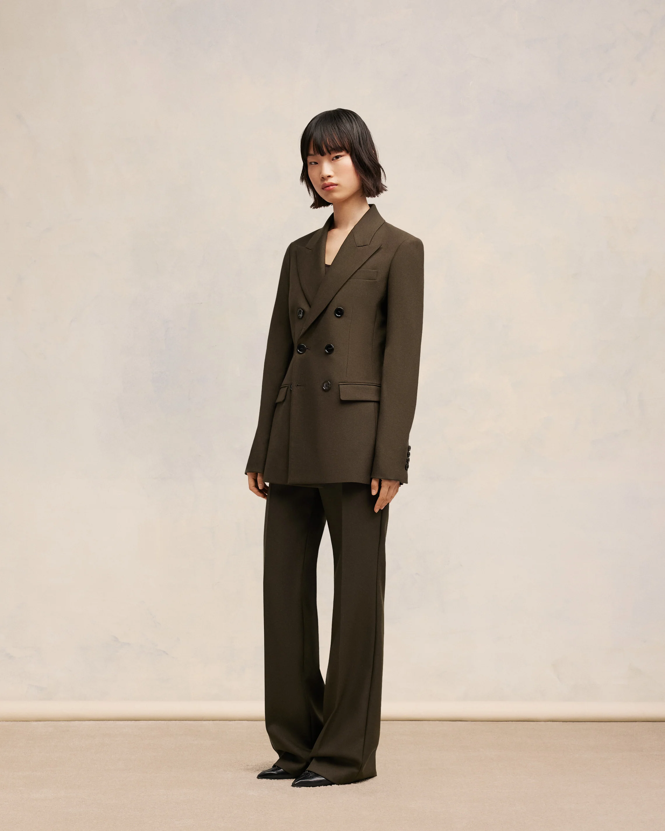 Dark Coffee Double Breasted Jacket - leoleo123123