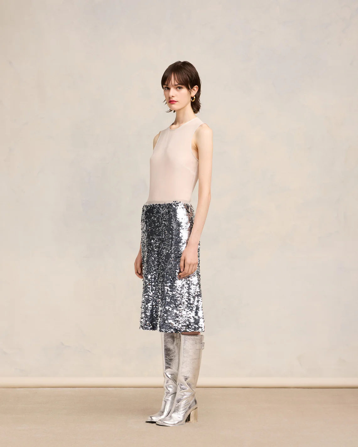 Silver Embroidered Skirt - leoleo123123