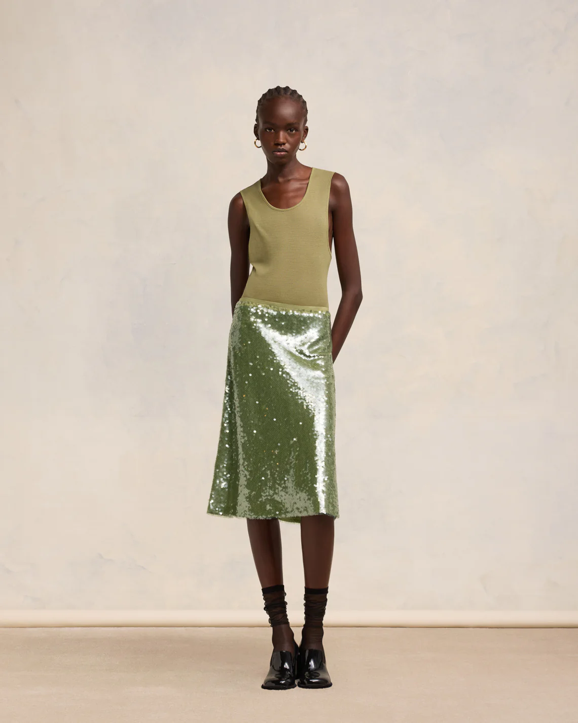 Olive Embroidered Skirt - leoleo123123