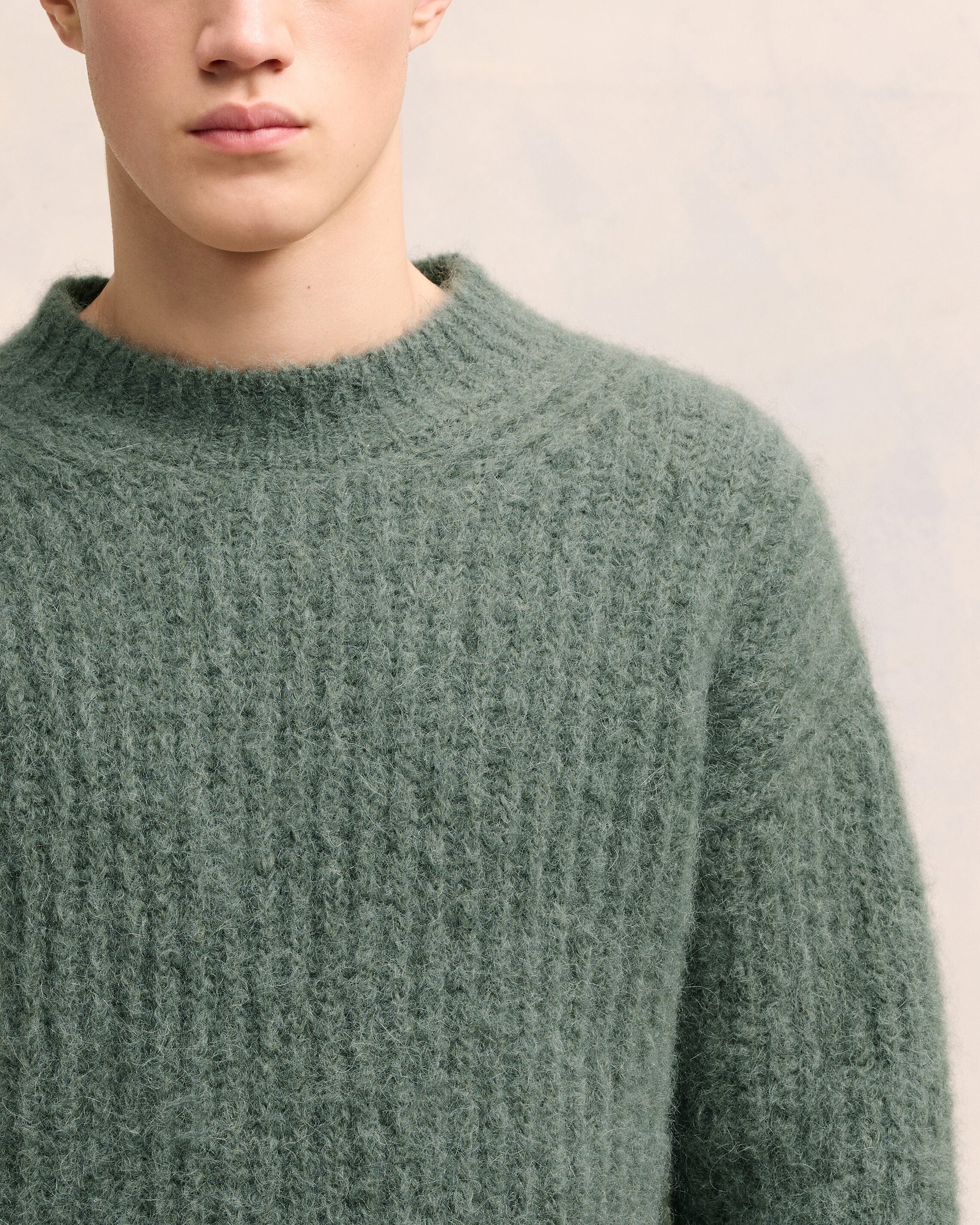Antique Clay Alpaca Mohair Ribbed Sweater - leoleo123123