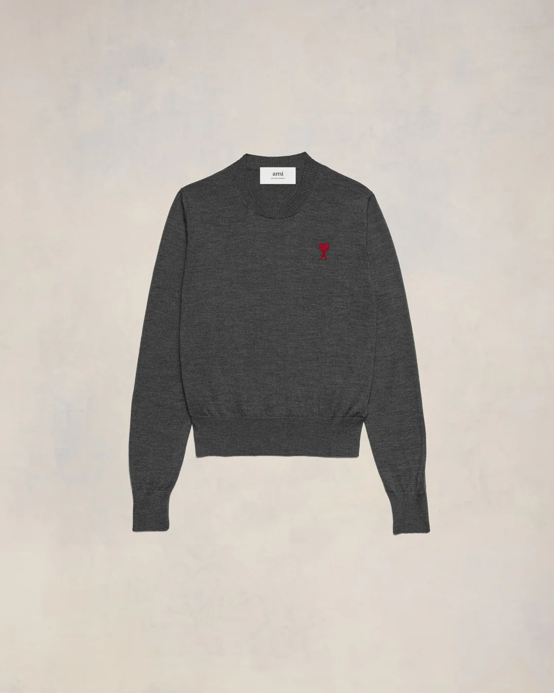 Pull Col Rond Ami De Coeur Rouge Gris Chiné - leoleo123123