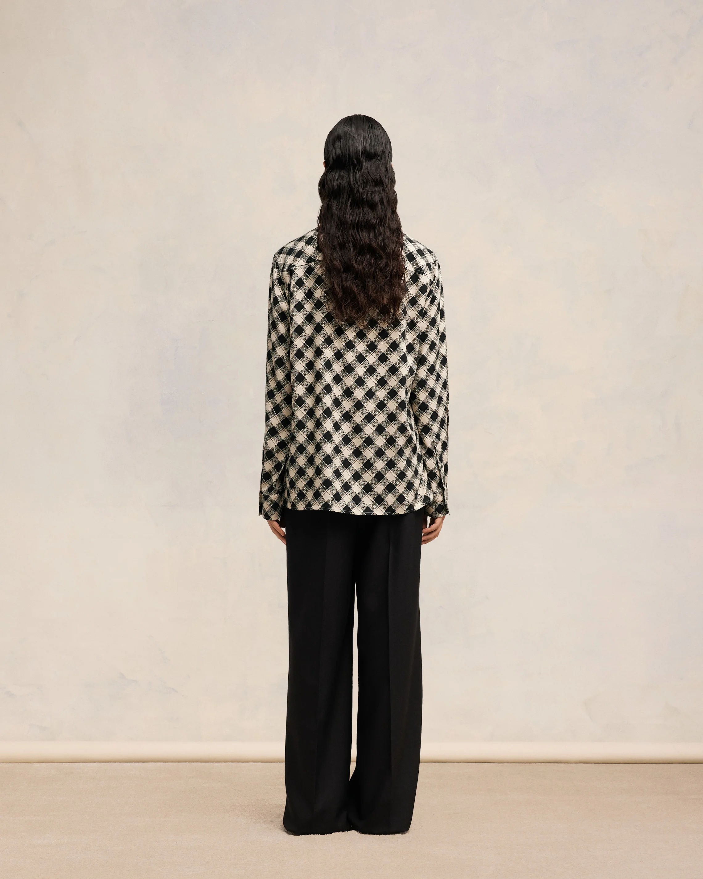 Black/Off White Double Topstitching Classic Shirt - leoleo123123