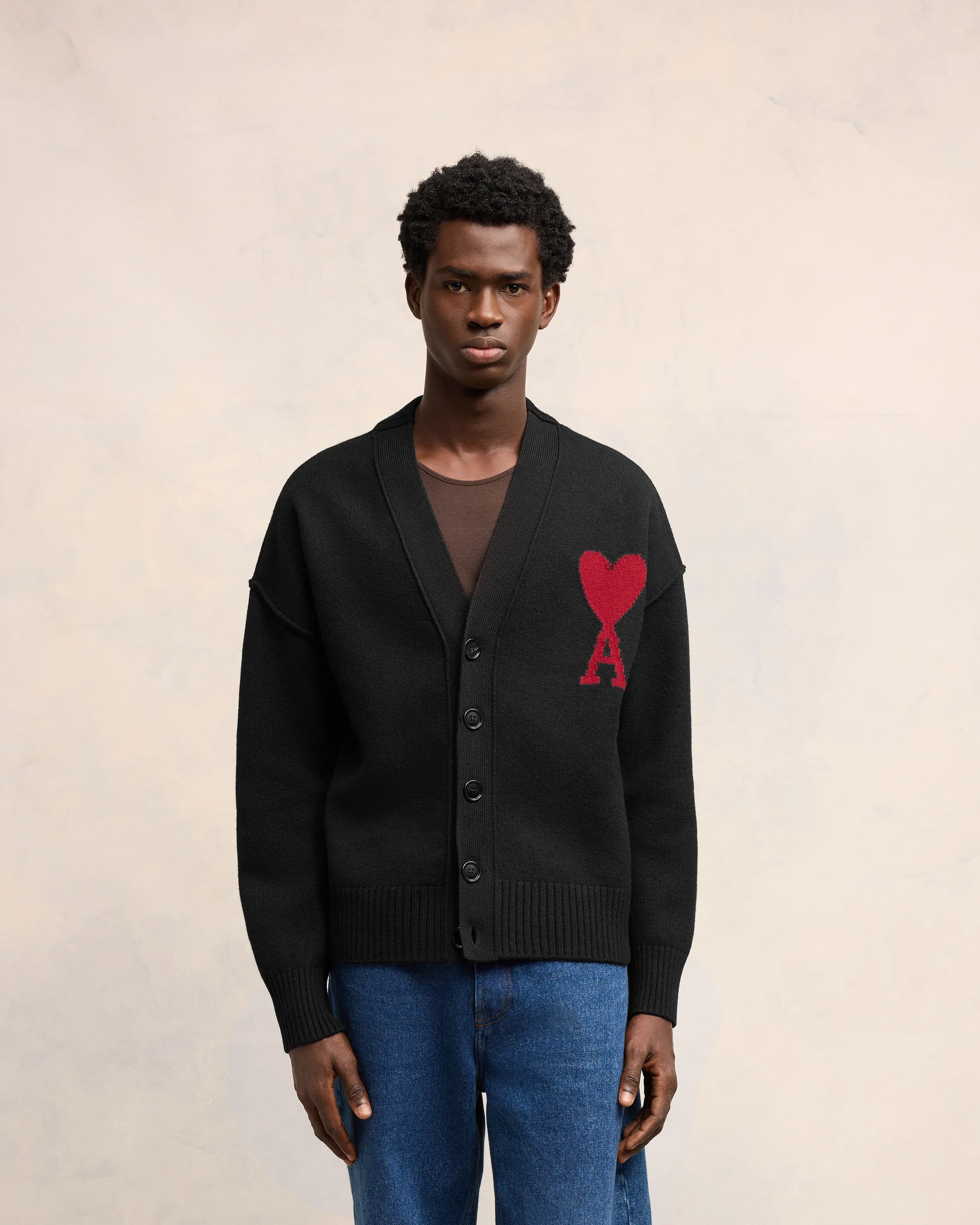 Black Merino Wool Cardigan | Ami De Coeur | Ami Paris US - leoleo123123