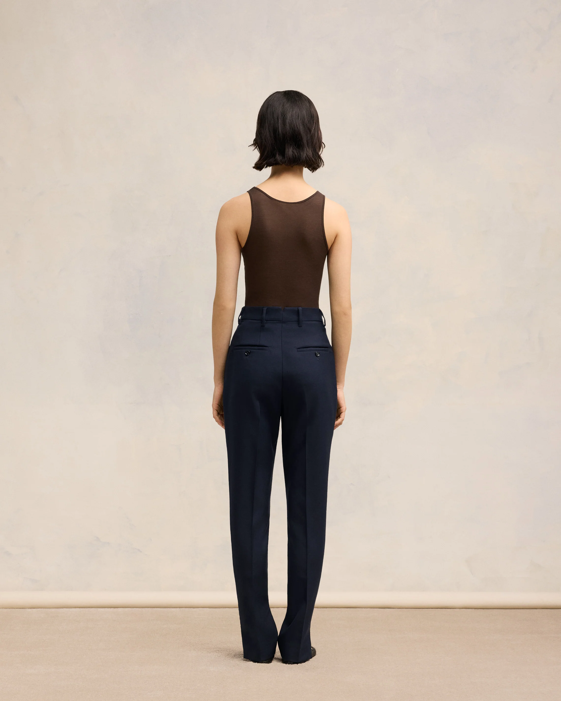 Navy Blue High Waisted Cigarette Trousers - leoleo123123