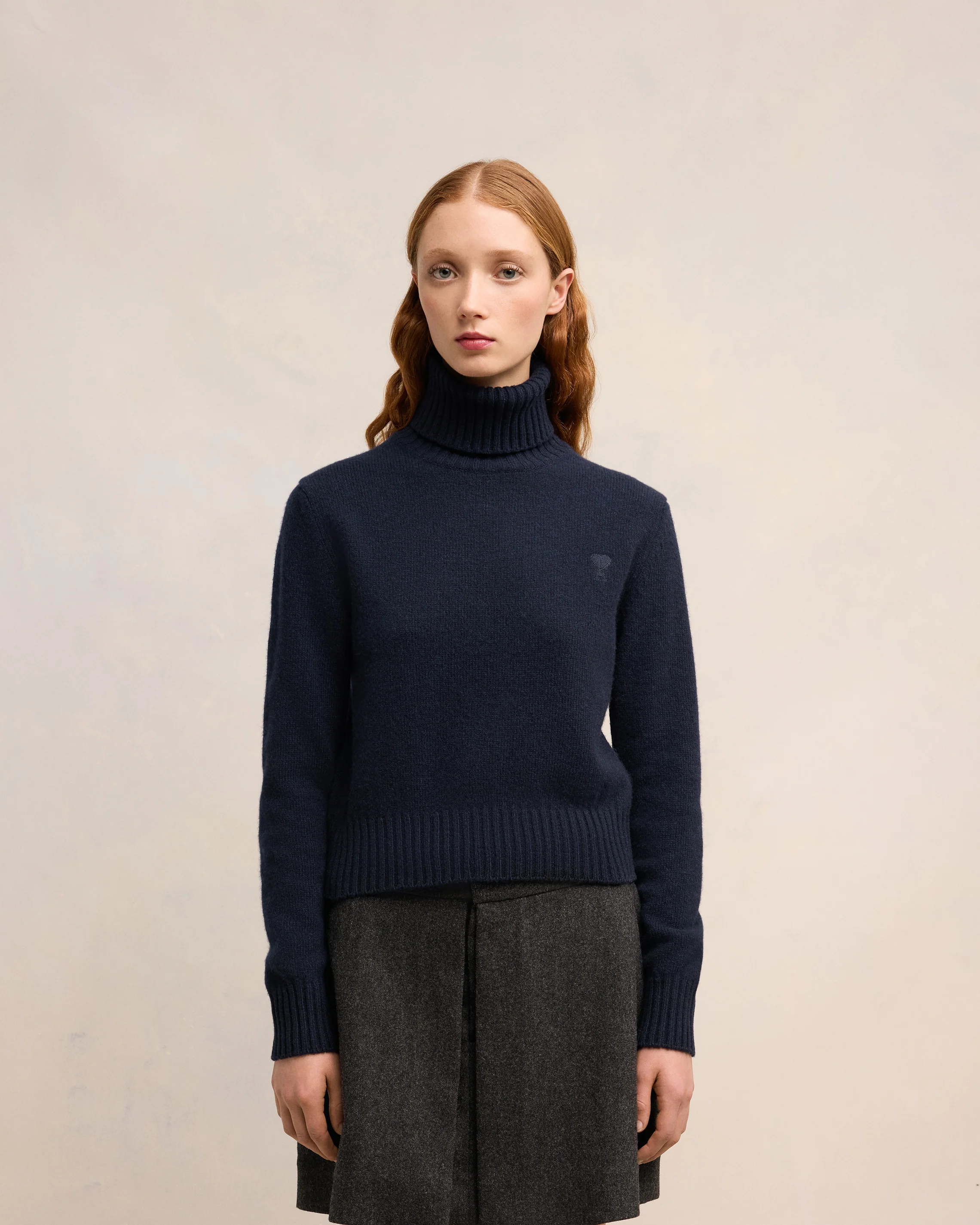 Navy Blue Cashmere Ami De Coeur Turtle Neck Sweater - leoleo123123